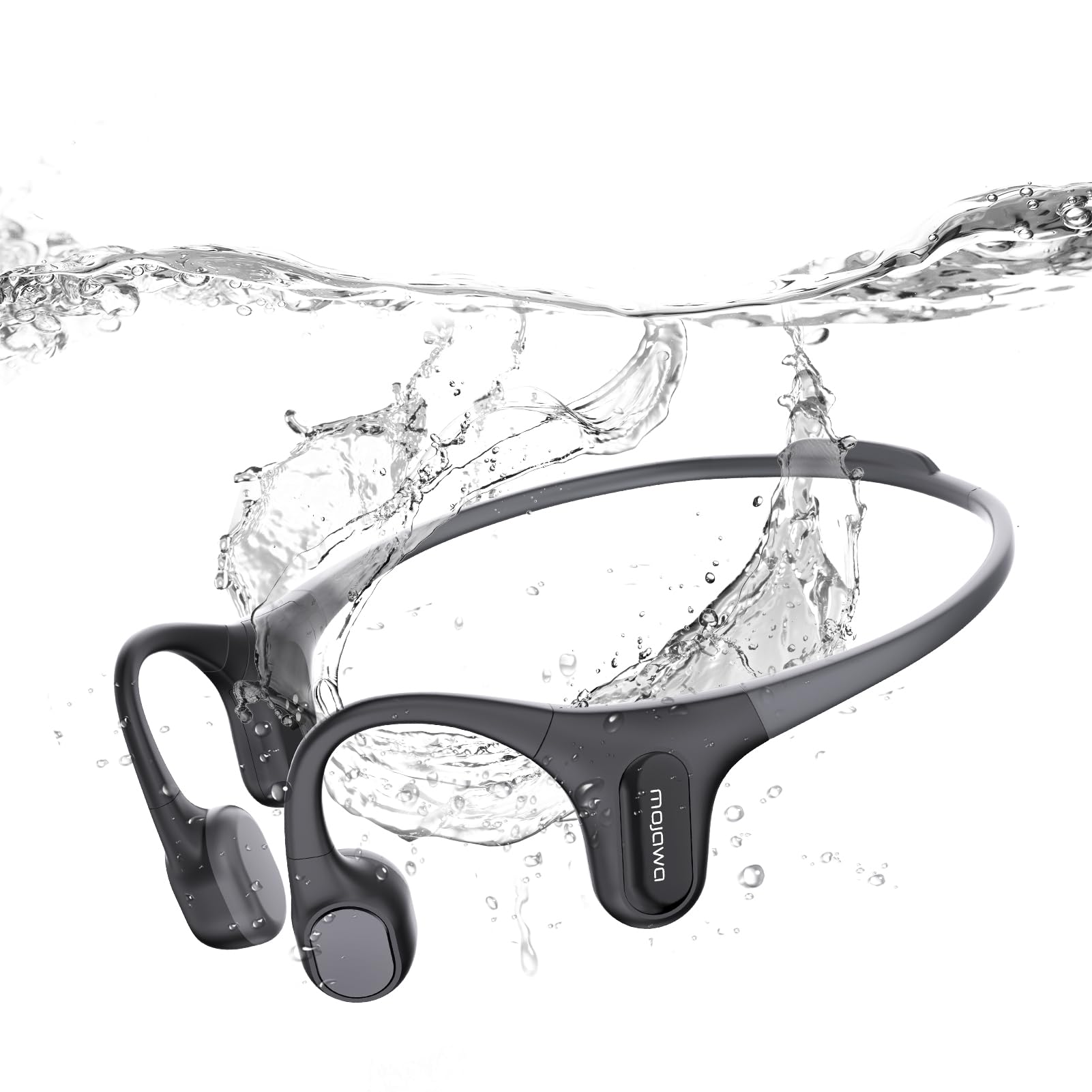 Run Plus Bone Conduction Headphones - Open-Ear Bluetooth 5.0 Wireless Headset with 32GB MP3 Player | IP68 Waterproof for Swimming & Sports | Deep Bass & Secure Fit | Ideal for Running, Gym, Workouts & Daily Use | Perfect for Commuting, Travel & Outdoor Activities | Black