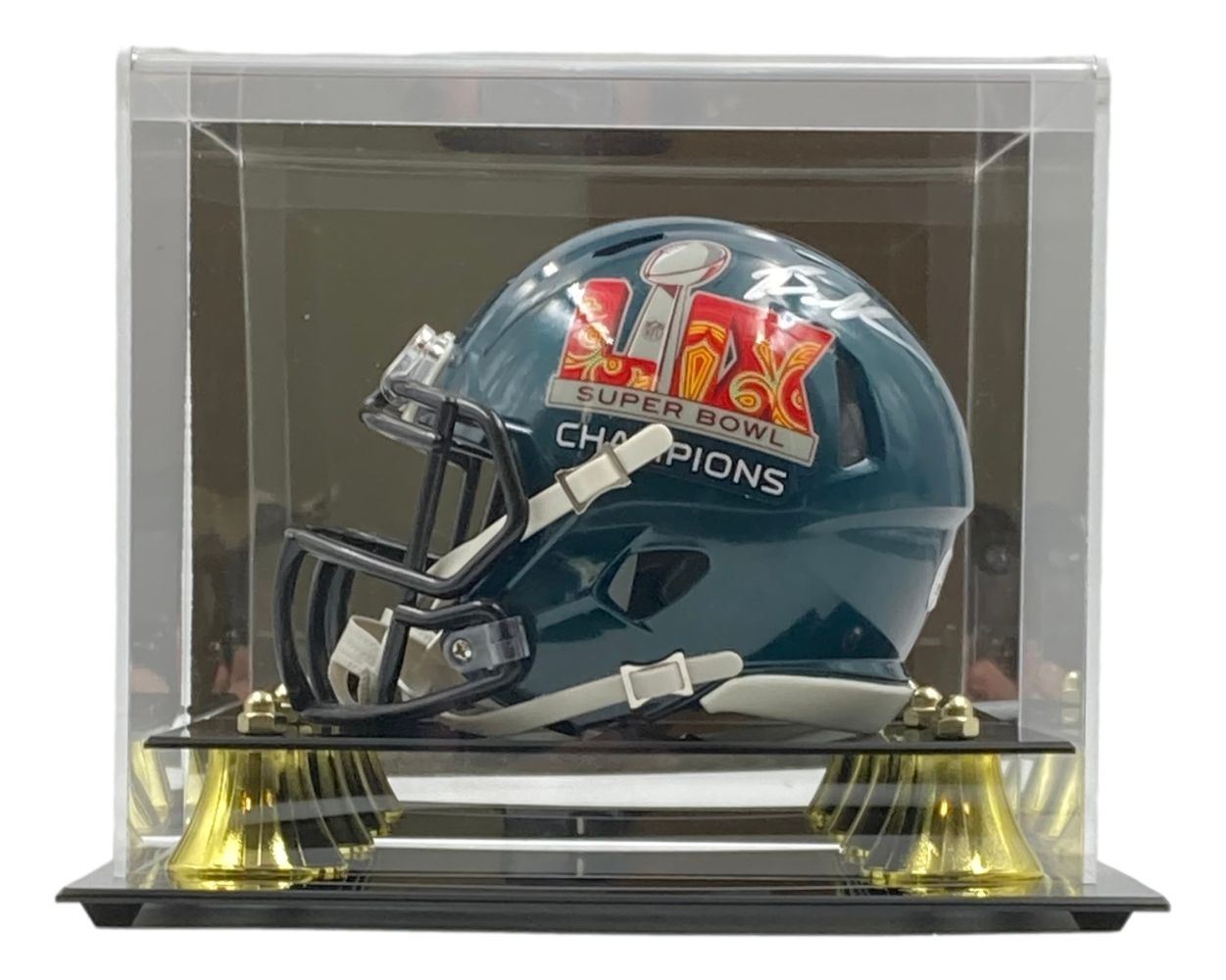 Brandon Graham Signed Philadelphia Eagles Super Bowl LIX Mini Speed Helmet with Display Case - Authentic Collectible for Football Fans & Memorabilia Enthusiasts - Perfect for Man Cave, Sports Room Decor, or Gift for Eagles Fans