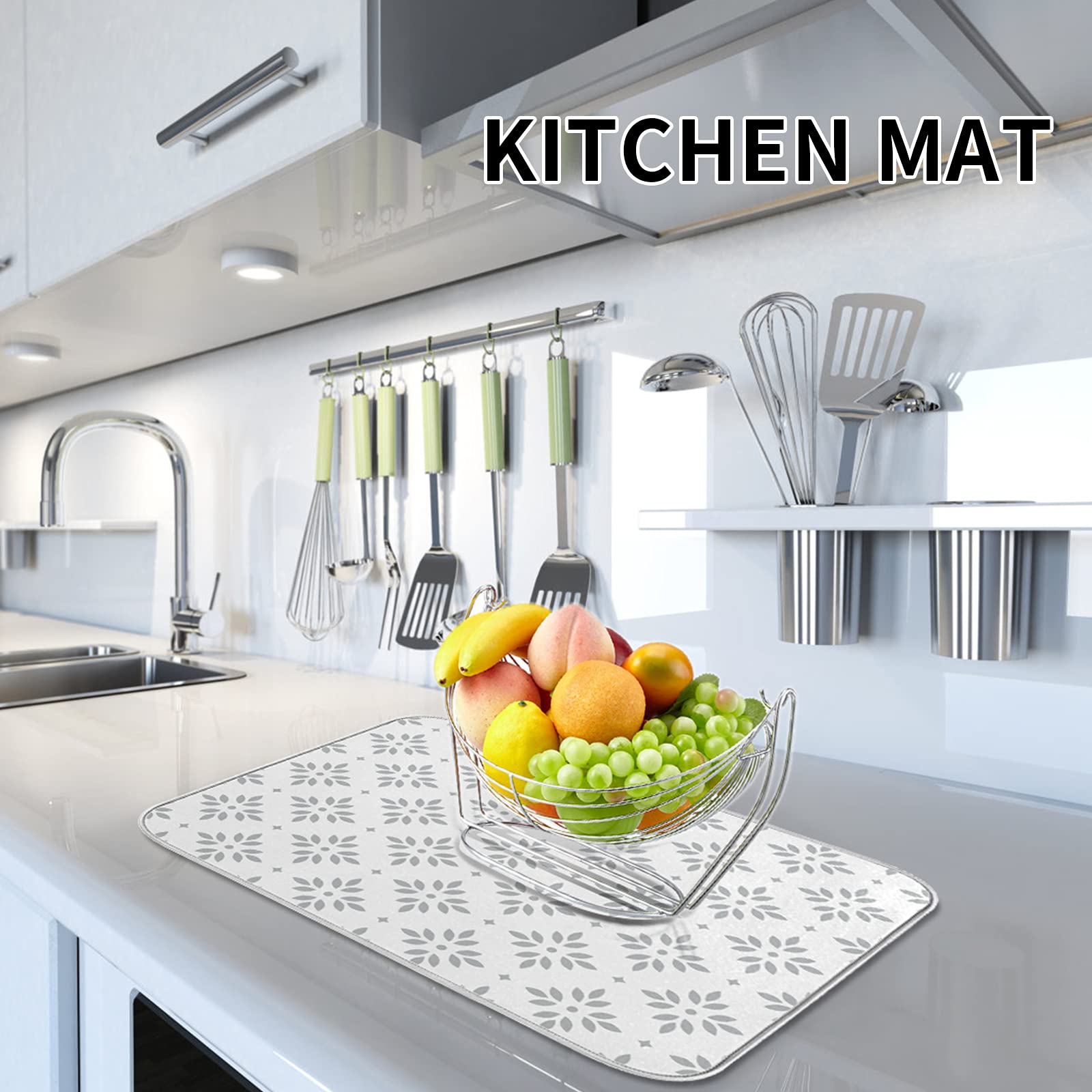 Leaf-Shaped Absorbent Dish Drying Mat 18x24