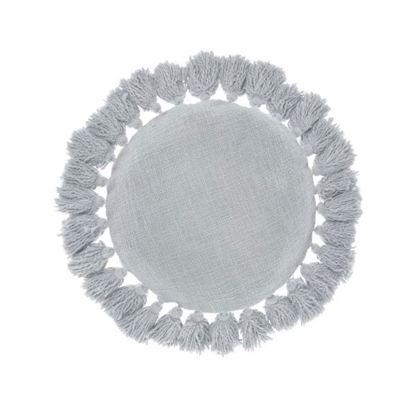 Premium Florida Grey Round Cushion 45cm - Soft Linen House Decor for Living Room, Bedroom & Outdoor Seating - Comfortable Home Accent Pillow