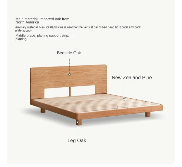 Solid Oak Wood Suspension Bed - King Size Platform Bed Frame with Large Headboard - Perfect for Master Bedroom & Modern Home Decor