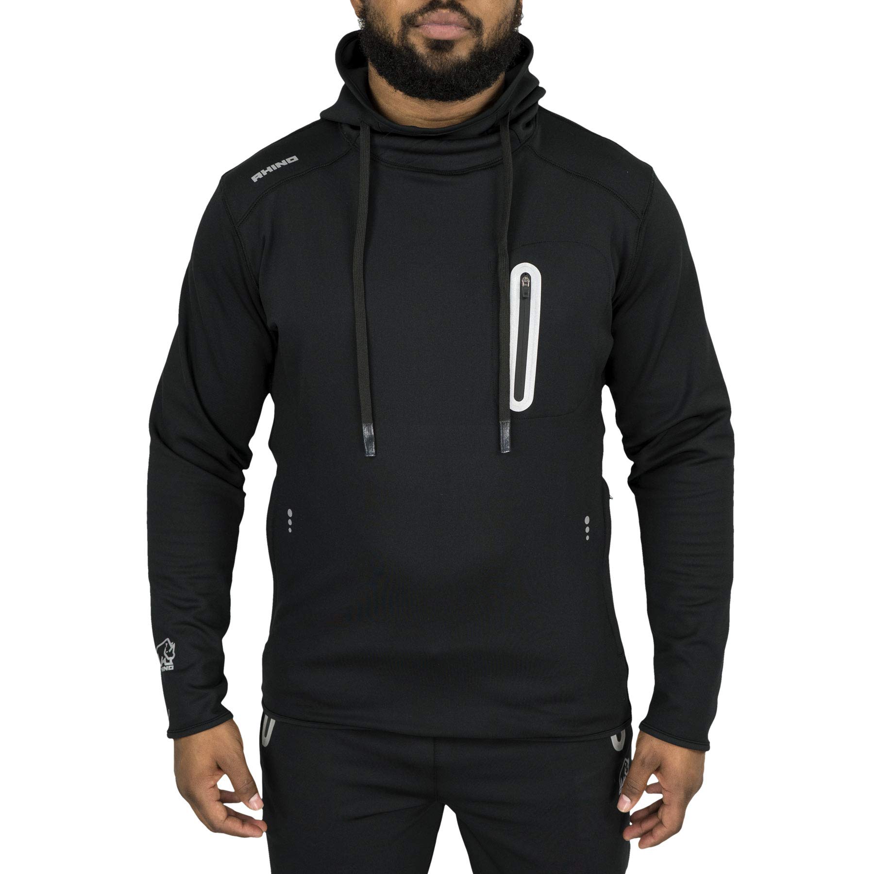 Rhino Rugby Lightweight Alpha Fleece Active Hoodie for Men - Breathable Performance Pullover for Training, Gym & Outdoor Sports