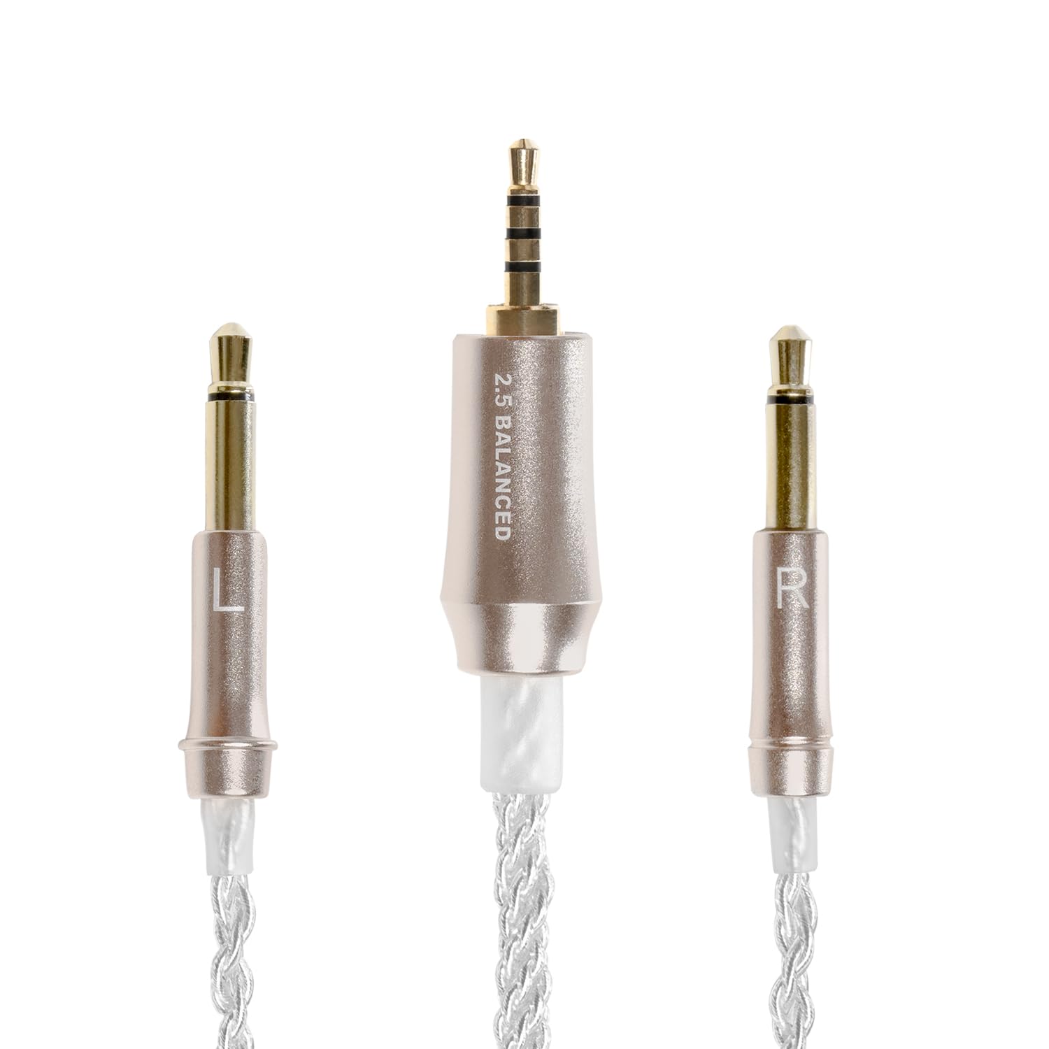 MEZE Audio 99 Series Silver Plated Balanced Upgrade Cable - 2.5mm to Dual 3.5mm TS Mono Connector - 1.2m/3.9ft HiFi Headphone Replacement Cable for Audiophiles & Studio Use