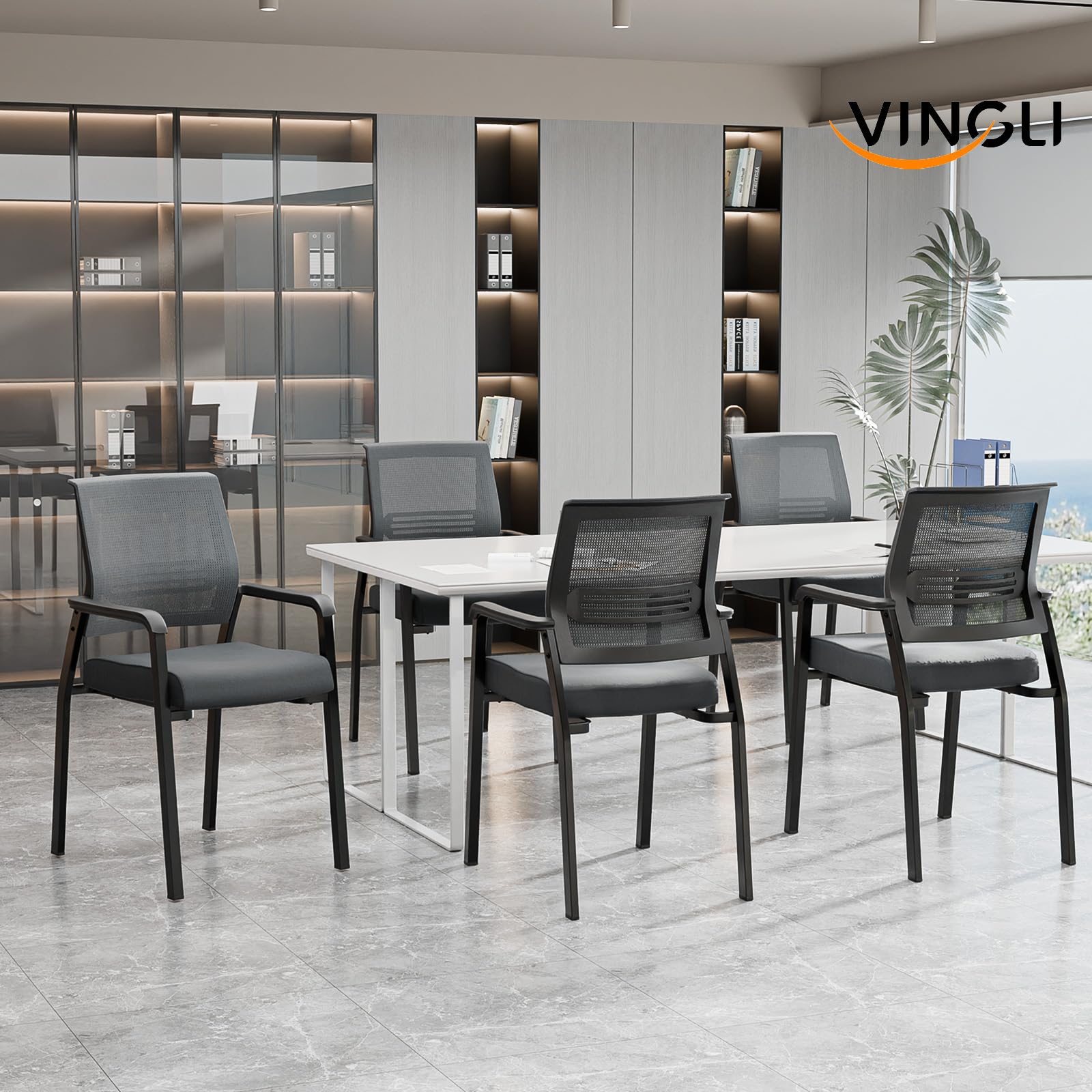 VINGLI Heavy Duty 350 lbs Capacity Oversized Waiting Room Chairs - Stackable Conference & Reception Chairs with Ergonomic Design for Office, Lobby, Guest Areas - Perfect for Corporate Spaces, Hotels, and Healthcare Facilities