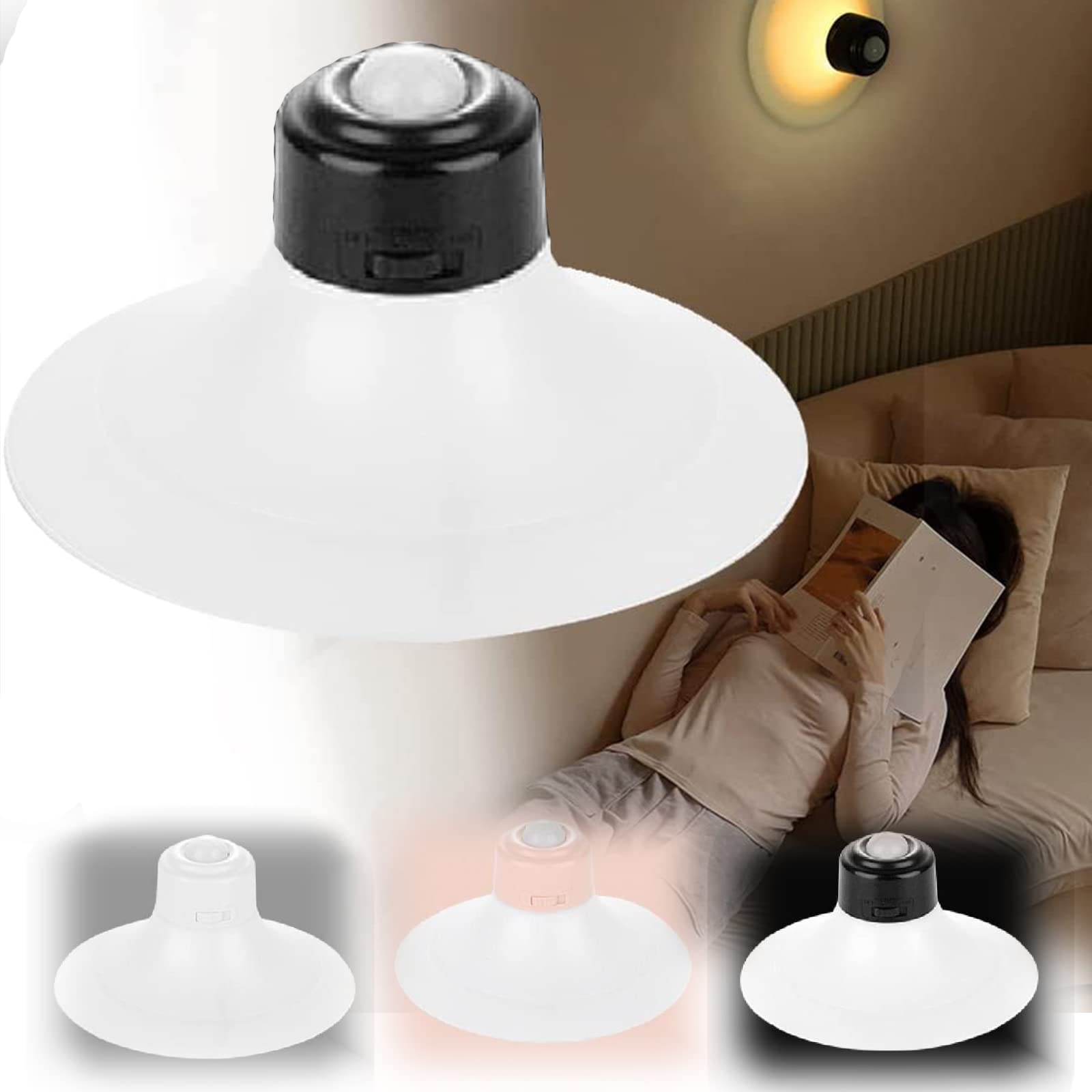 Rechargeable LED Night Light with Induction & Touch Control - Portable, Dimmable, Eye-Protecting Suction Lamp for Bedroom, Nursery, Camping (Black)