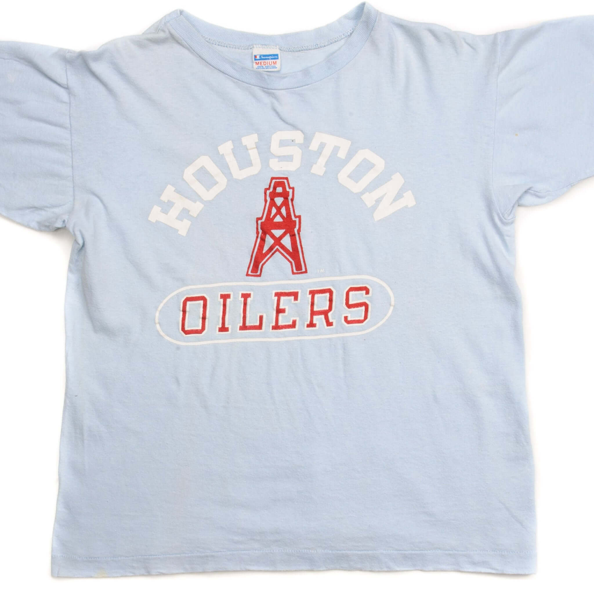 Vintage Champion NFL Houston Oilers Tee Shirt 1969-1980s Size Medium - Retro Football Fan Gift - Made in USA - Perfect for Game Day & Vintage Sports Collections