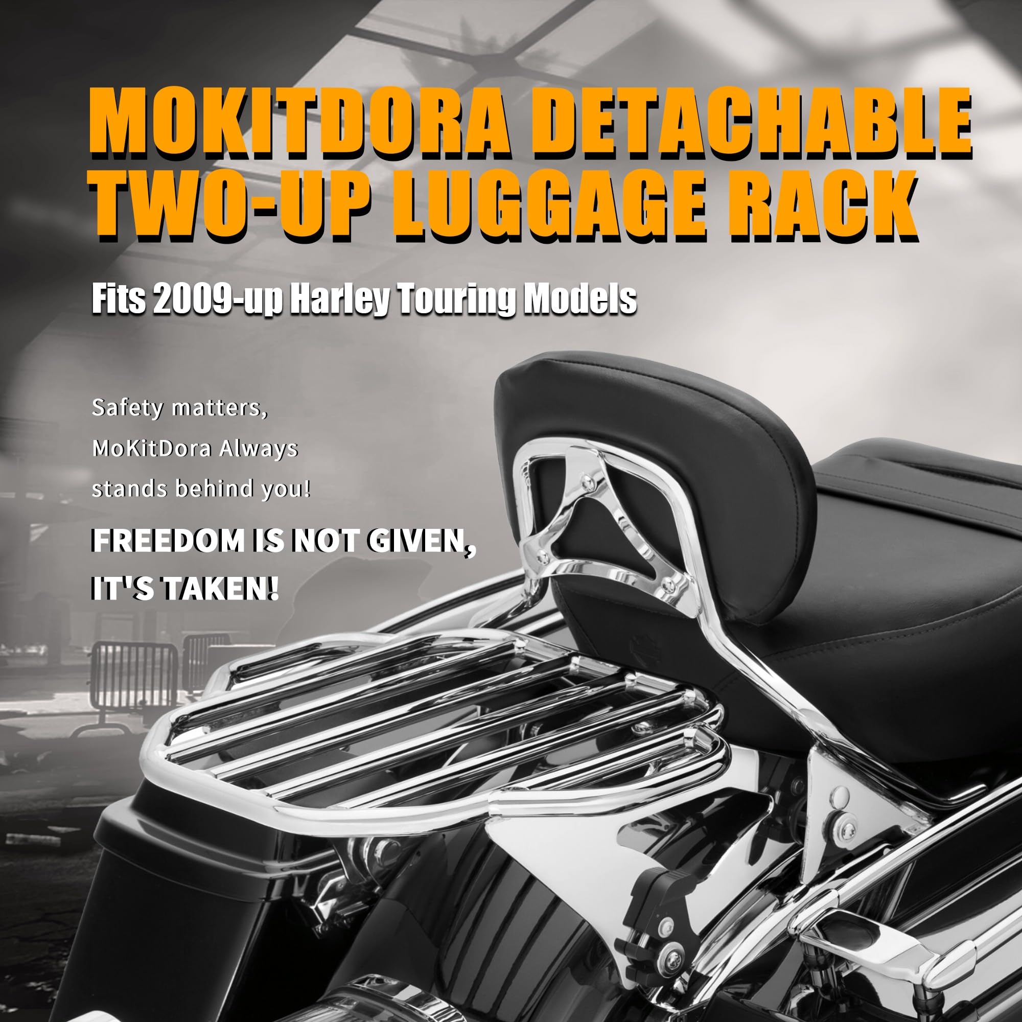 Detachable Two-Up Luggage Rack for Harley Touring Road King Road Glide Street Glide Electra Glide 2009 & Newer Models - Chrome Finish | Perfect for Long-Distance Motorcycle Trips & Touring Accessories