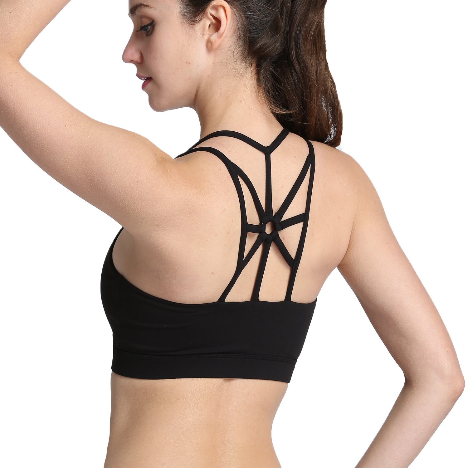 Criss Cross Back Sports Bra - Padded Strappy Yoga Bra for Women - Low Impact Workout & Fitness - Perfect for Yoga, Gym, Running & Daily Wear