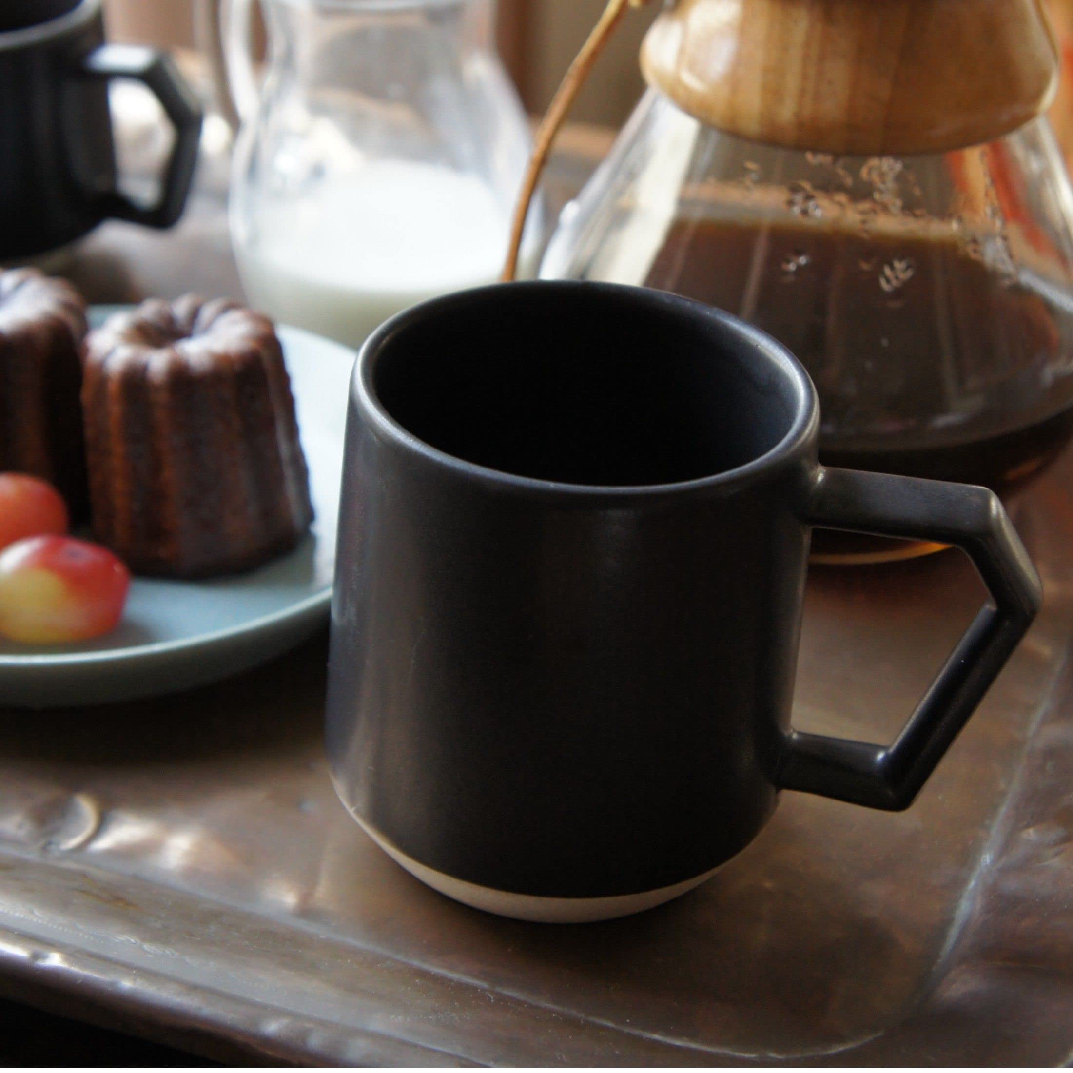 Premium Japanese Ceramic Coffee Mug & Tea Cup - 12oz, Dishwasher & Microwave Safe, Matte Black - Perfect for Home, Office & Gifts