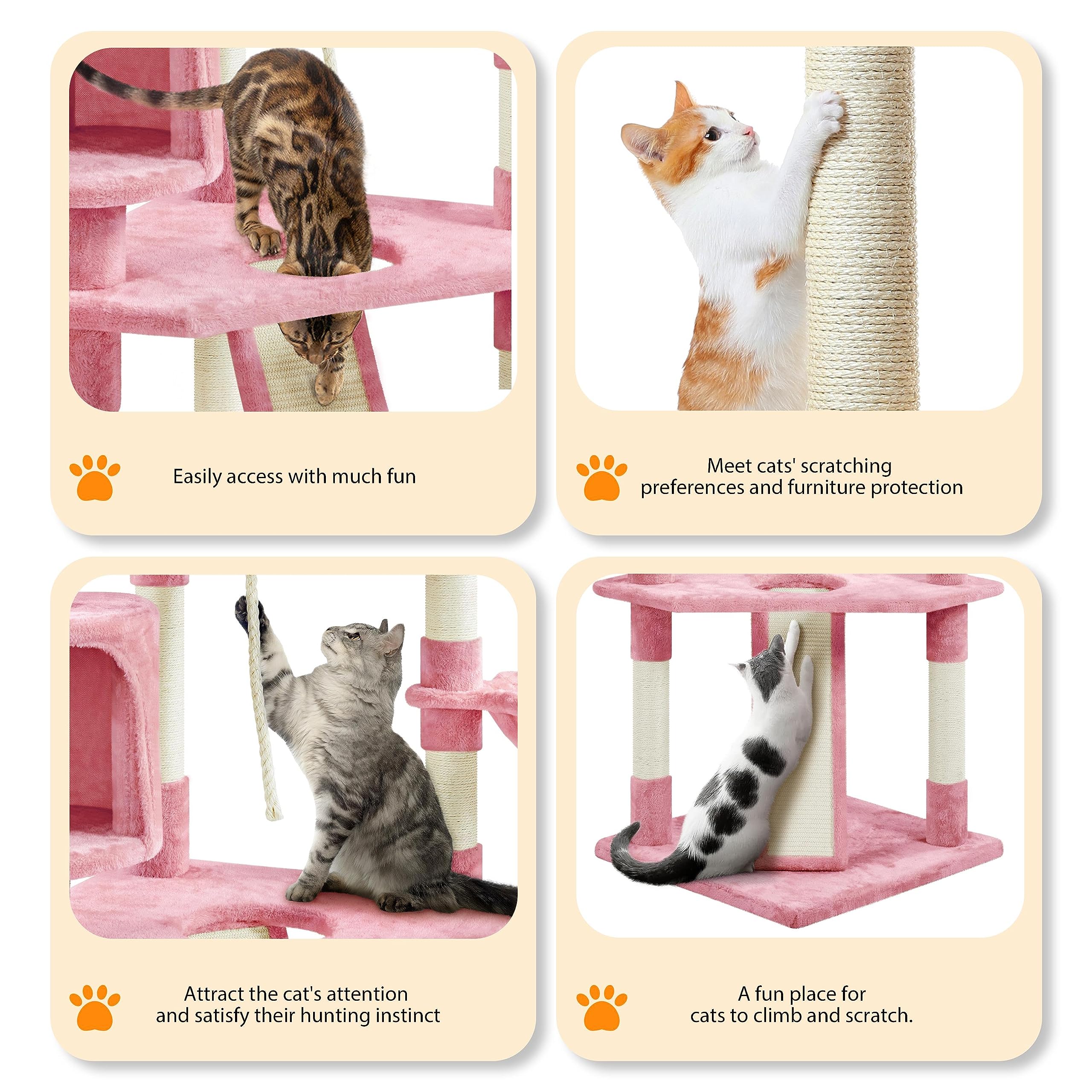 Yaheetech 79 Inch Multi-Level Cat Tree Tower with Scratching Posts - Sturdy Cat Furniture for Indoor Cats & Kittens - Perfect for Play, Climbing, and Relaxing in Your Home or Apartment