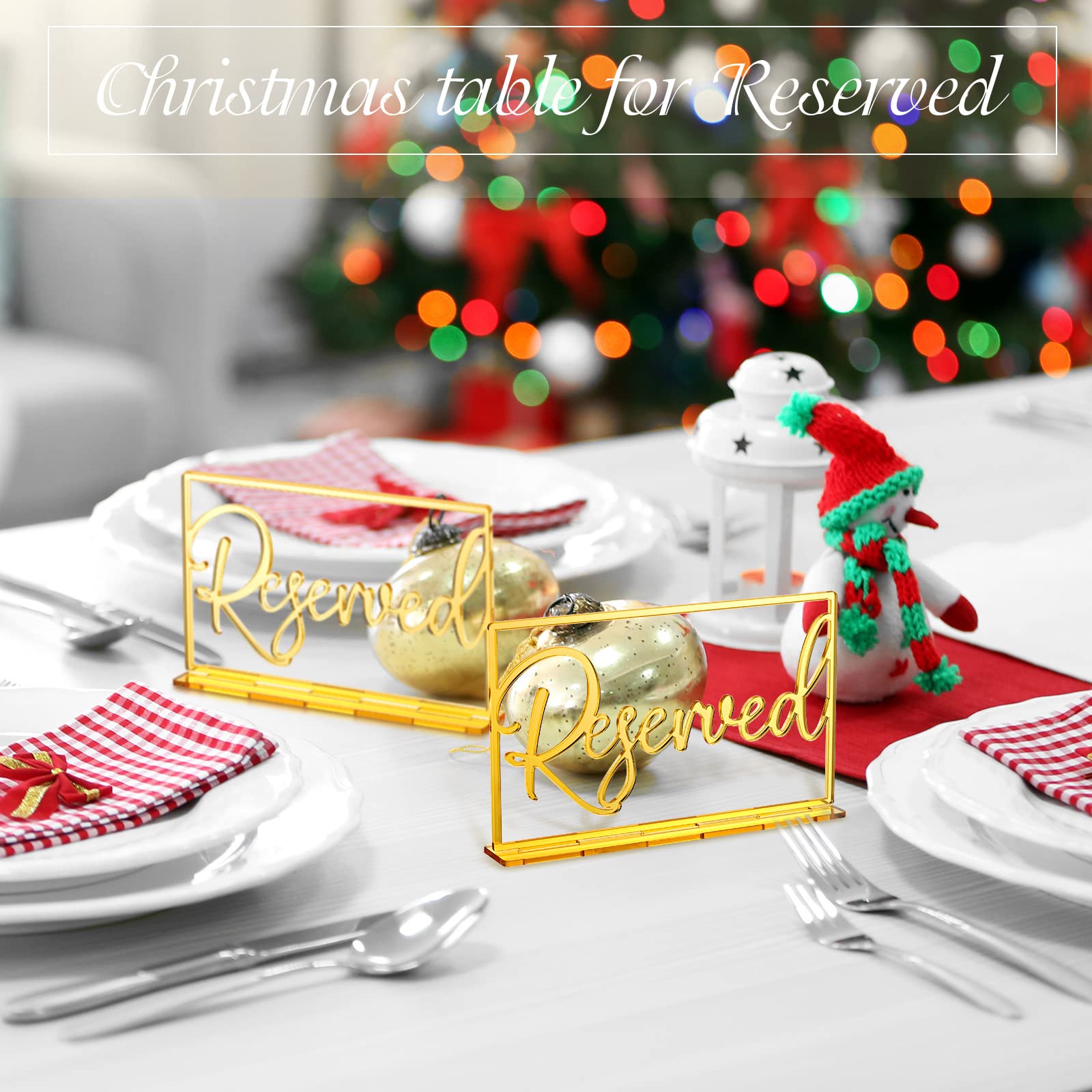 6-Piece Gold Acrylic Reserved Table Signs for Weddings, Restaurants, Business & Office Events - Elegant Standing Seating Reservation Displays for Special Occasions