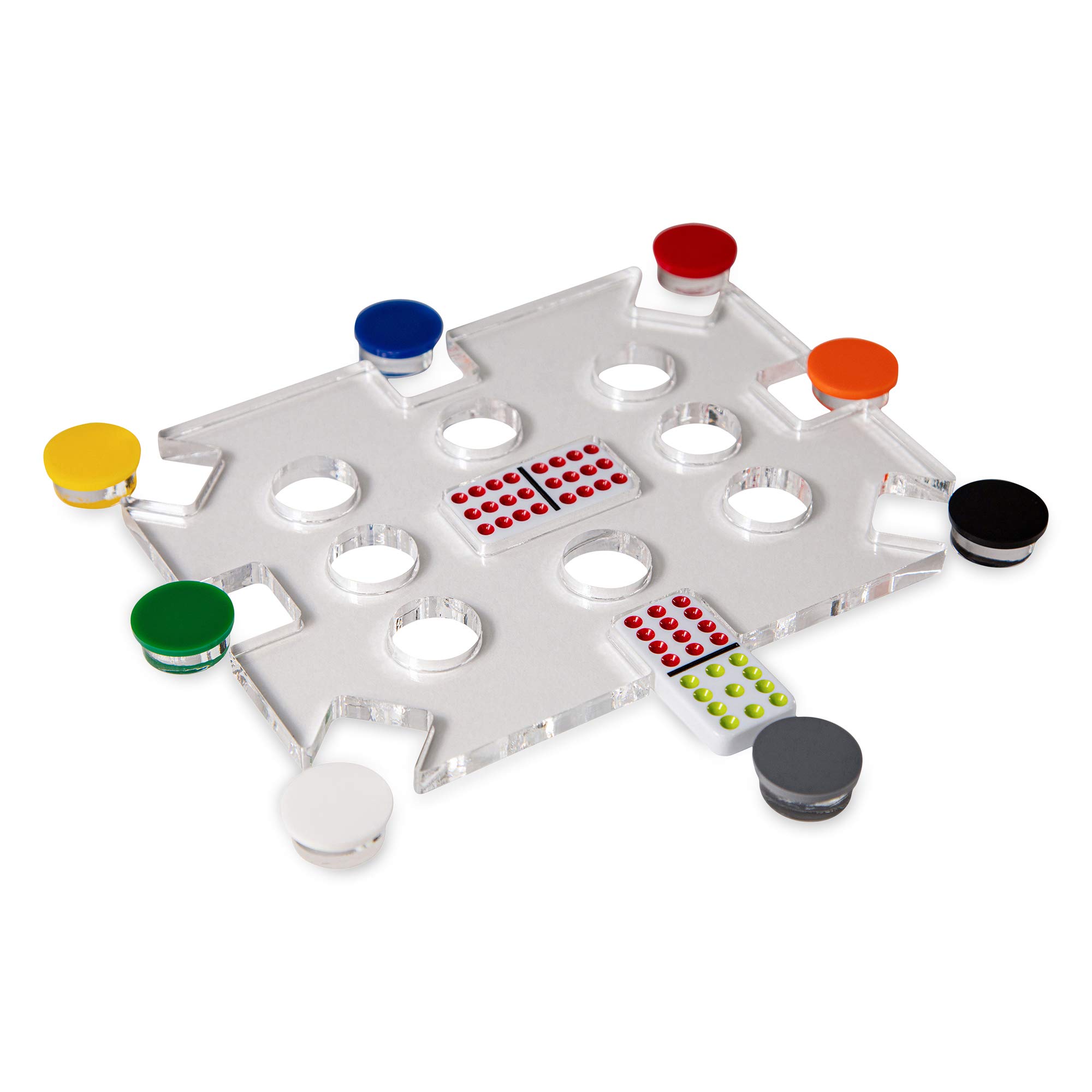 Premium Acrylic Mexican Train Dominoes Set - Double 12 Dominoes for Adults, Modern & Luxe Domino Game Set with Clear Tiles - Perfect for Family Game Nights, Parties & Strategy Game Lovers