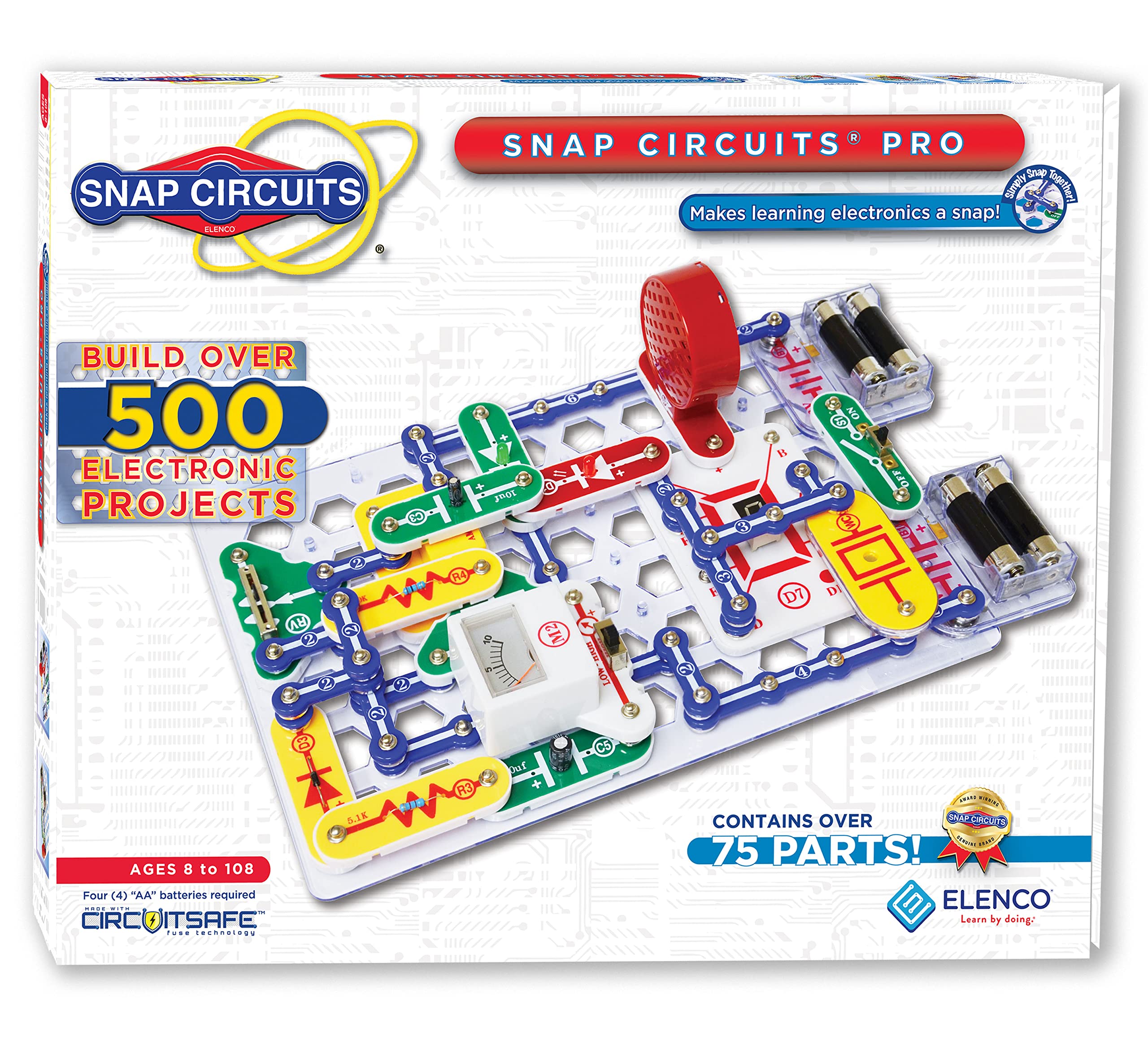 Snap Circuits Pro SC-500 Electronics Exploration Kit - 500+ STEM Projects with Color Manual & 73 Parts | Educational Science Toy for Kids Age 8+ | Perfect for Homeschooling & Classroom Learning