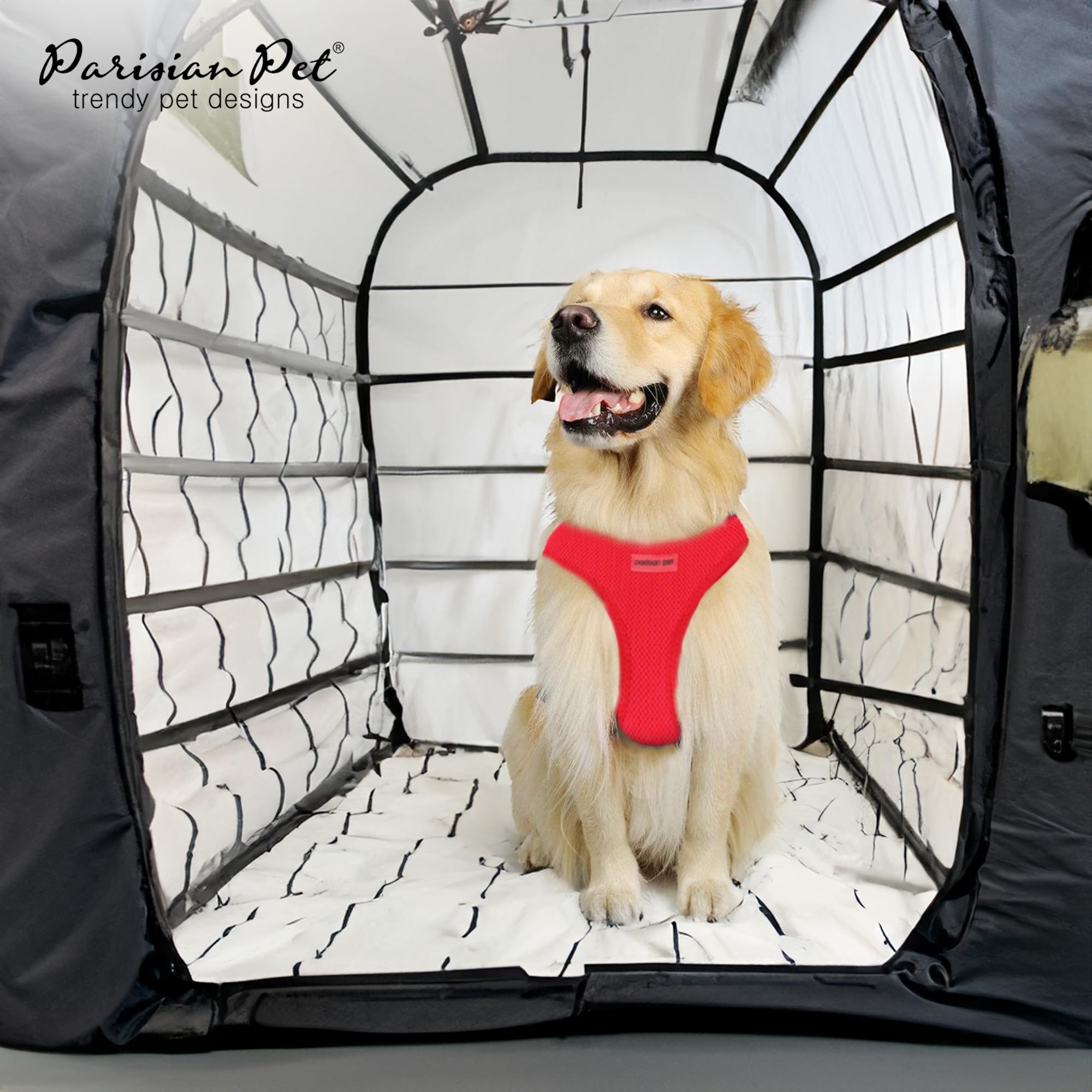 Parisian Pet Dog Harness - Adjustable Red Mesh No-Pull Vest for Small Dogs - Breathable Cooling Harness for Walking, Running & Hiking - Puppy Harness Size S - Perfect for Outdoor Adventures & Daily Walks