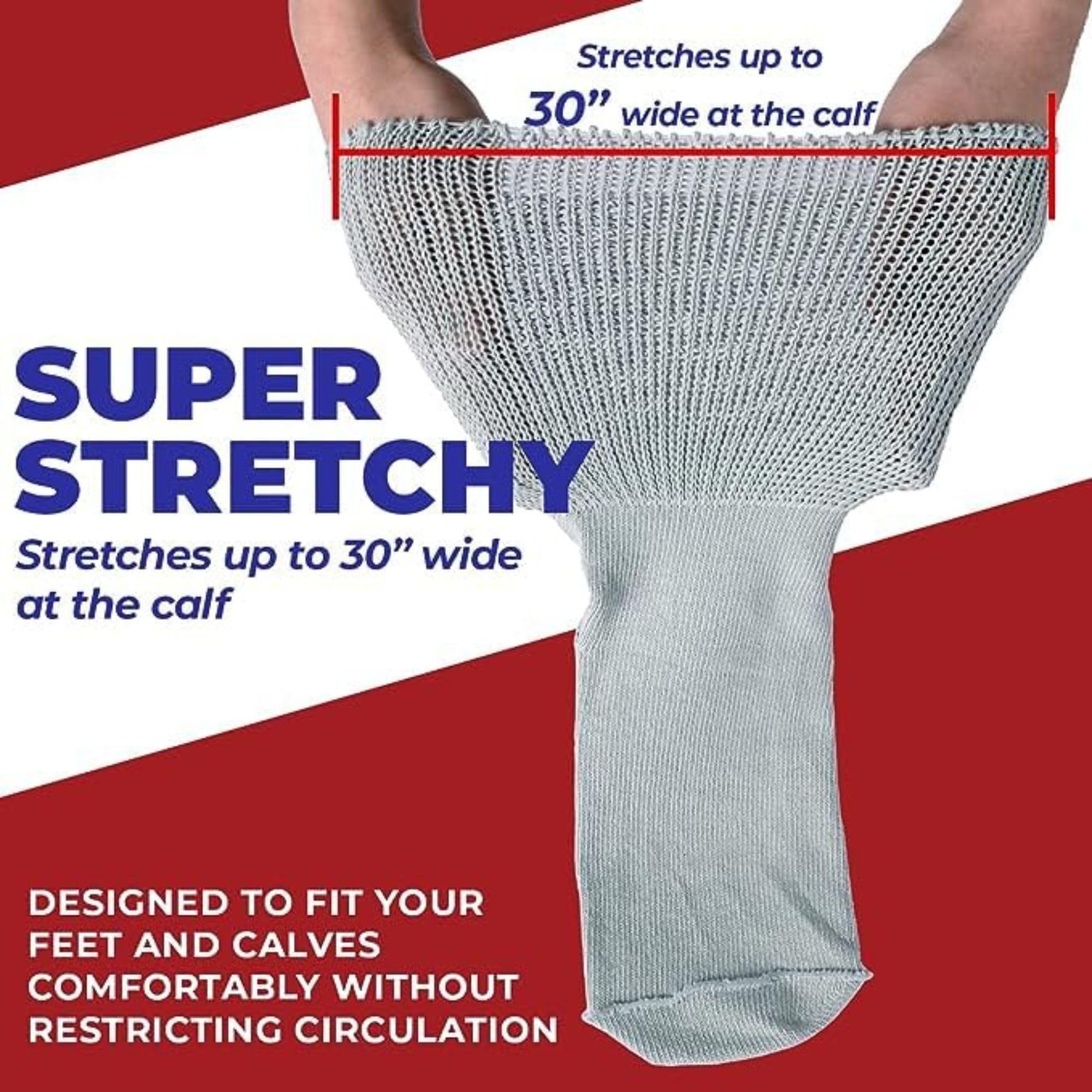 Non-Slip Hospital Socks for Men & Women with Grips - Diabetic Socks for Swollen Feet - Extra Wide Comfort Socks for Elderly & Patients - Ideal for Hospital Stay, Home Recovery and Daily Wear