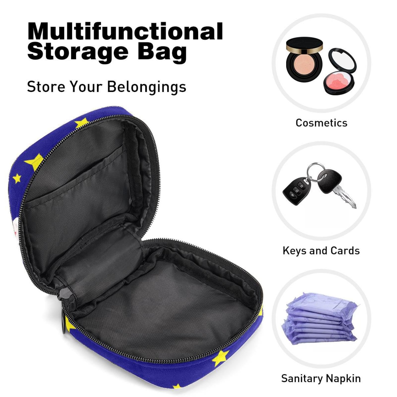 Organic Cotton Menstrual Pouch for Pads & Cups - Cute Animal Print Travel Organizer for Women & Girls - Perfect for School, Gym, and On-the-Go Period Care