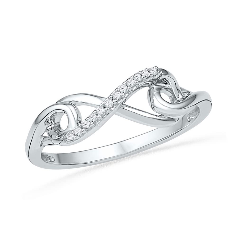 10K White Gold Women's Round Diamond Infinity Knot Ring - 1/20 CTTW - Perfect for Anniversaries, Engagements & Special Occasions