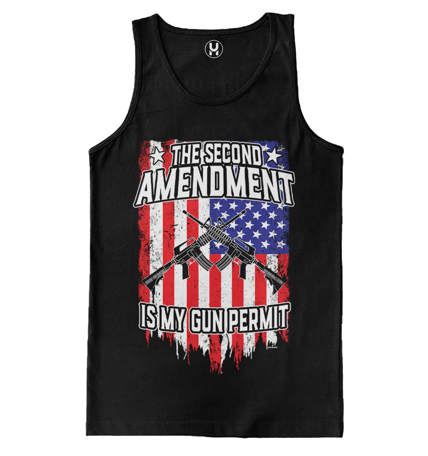 Haase Unlimited 2nd Amendment Gun Permit Men's Tank Top - Patriotic American Flag Design for Casual Wear & Outdoor Activities