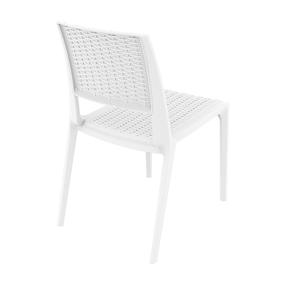 White Verona Resin Wicker-Look Patio Dining Chairs (Set of 2) - Outdoor Garden, Poolside, and Patio Furniture for Relaxing & Entertaining
