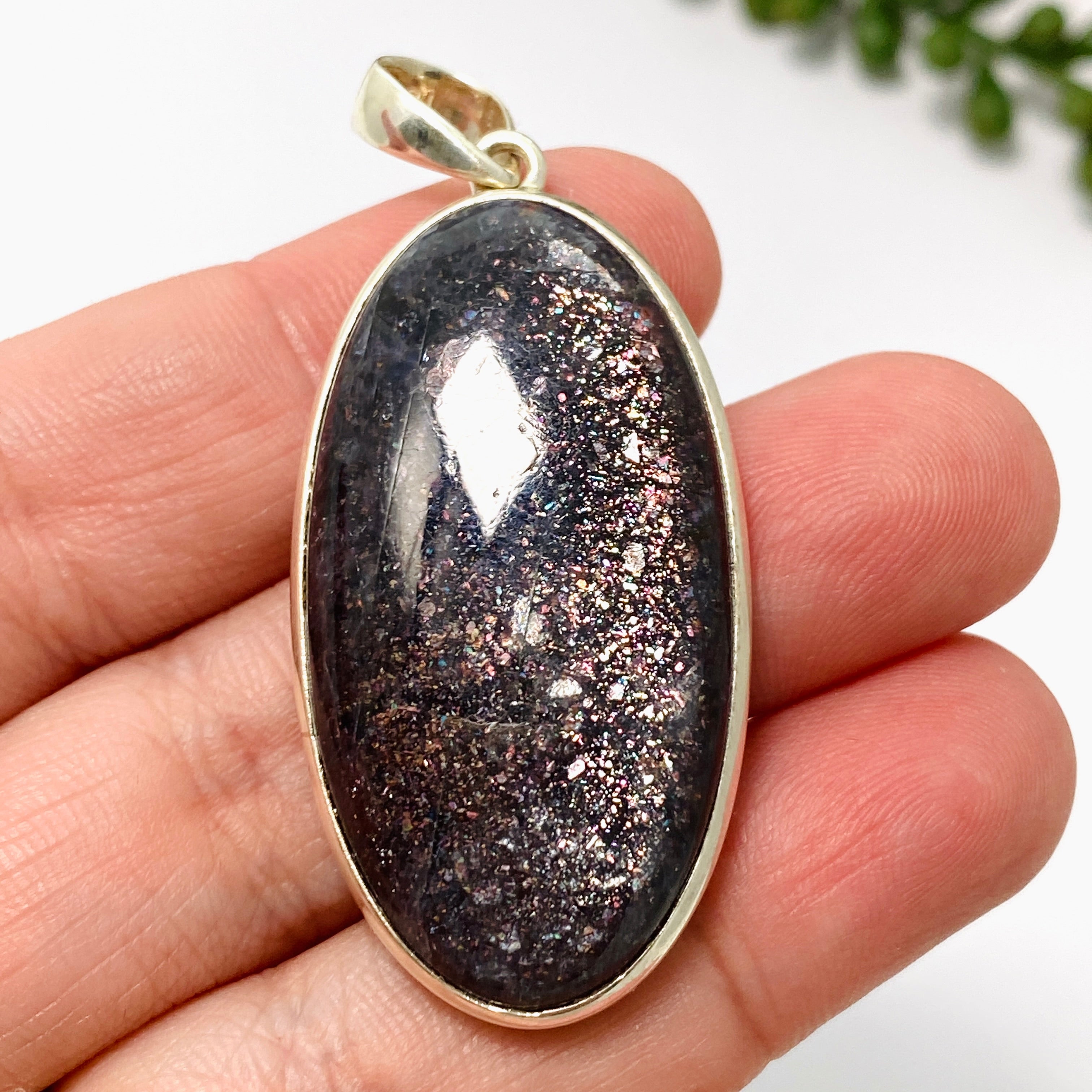 Natural Iolite Sunstone Oval Cabochon Pendant Necklace - PPGJ876 | Healing Crystal Jewelry for Meditation & Energy Balancing