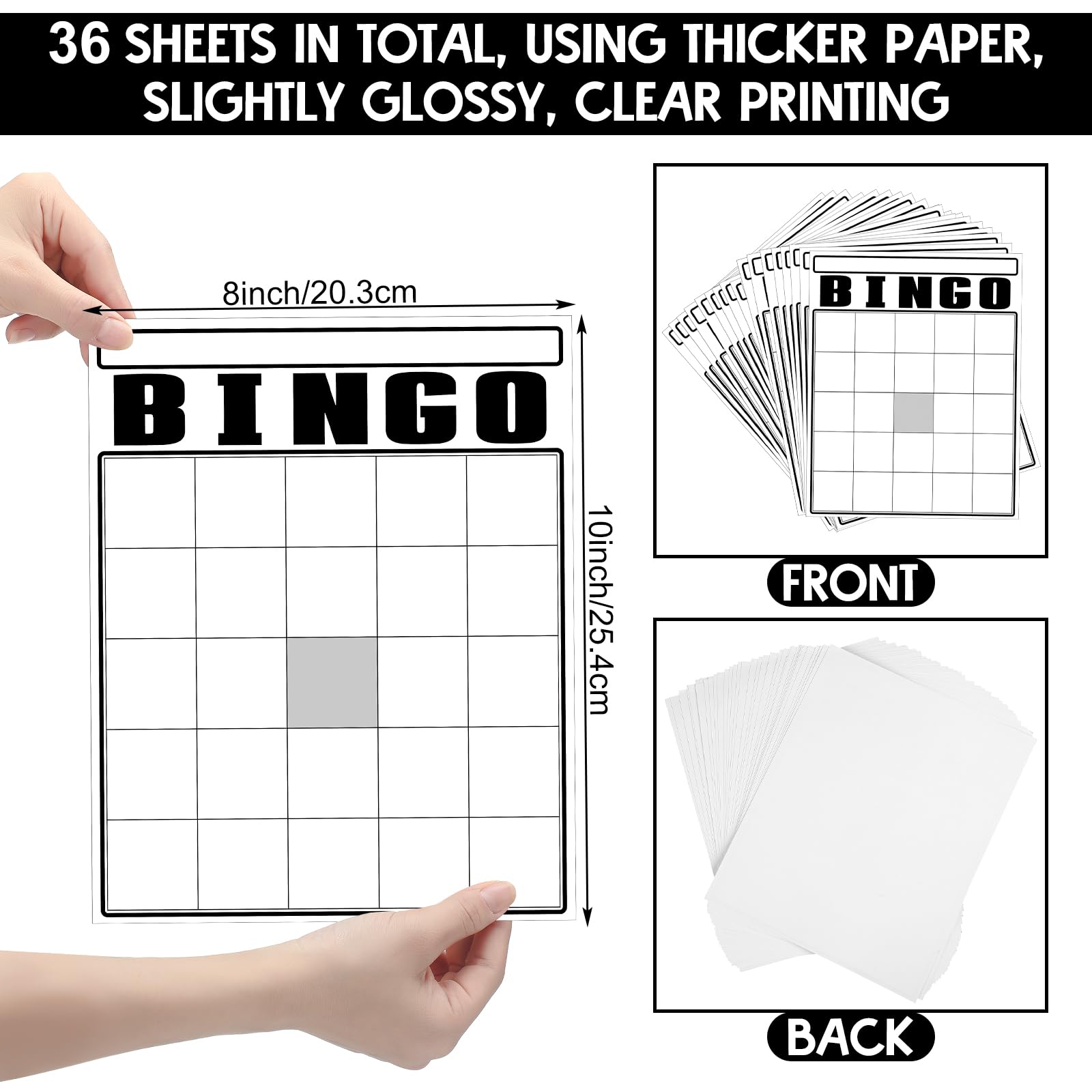 36-Piece Blank Bingo Cards Set - Jumbo White Bingo Game Boards for DIY Customization - Bulk Large Blank Bingo Sheets for Adults - Perfect for Parties, Family Game Nights & Gift-Giving