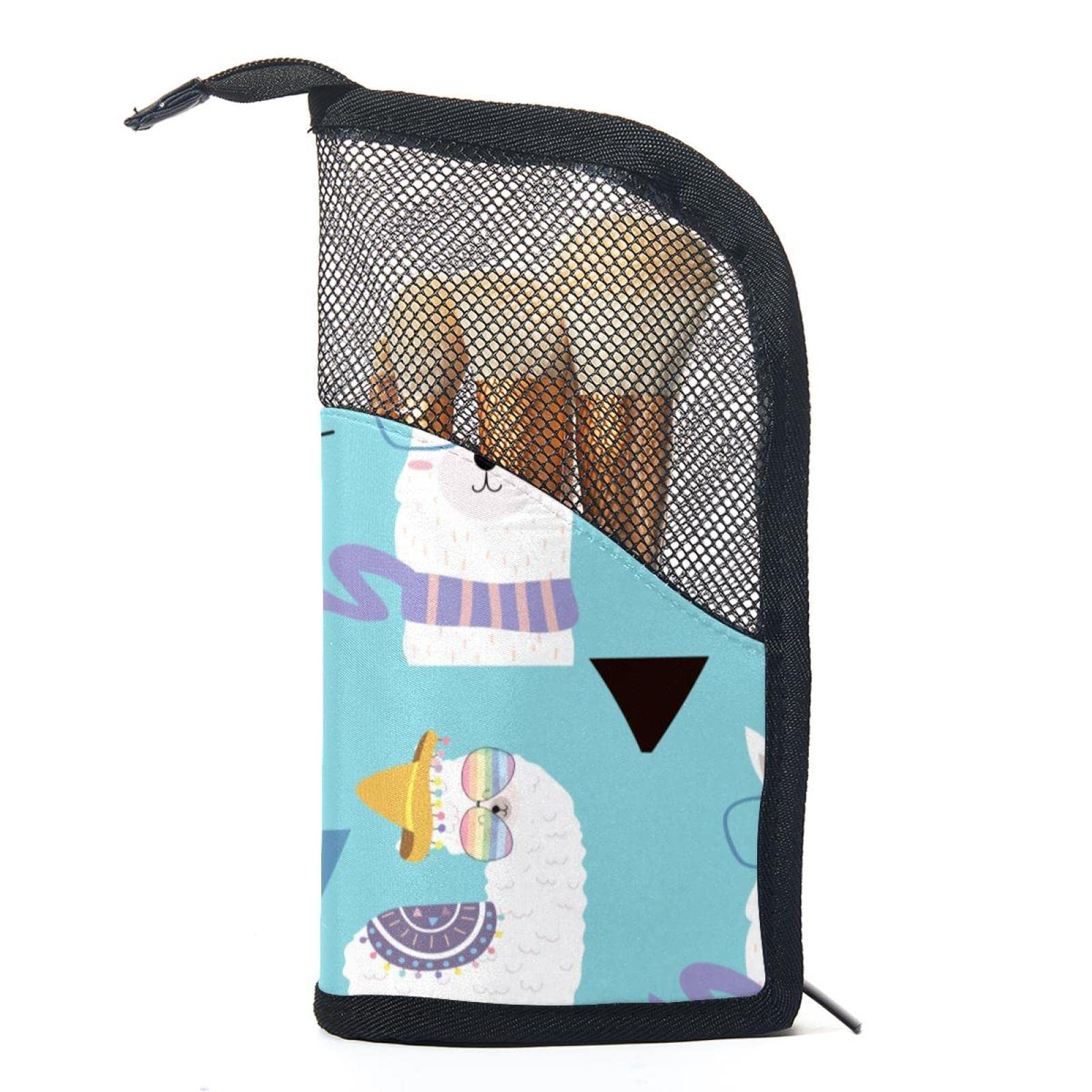 Portable Makeup Brush Organizer Bag with 12 Slots - Cactus & Alpaca Design Travel Cosmetic Brush Holder Case for Makeup Artists & On-the-Go Beauty Essentials