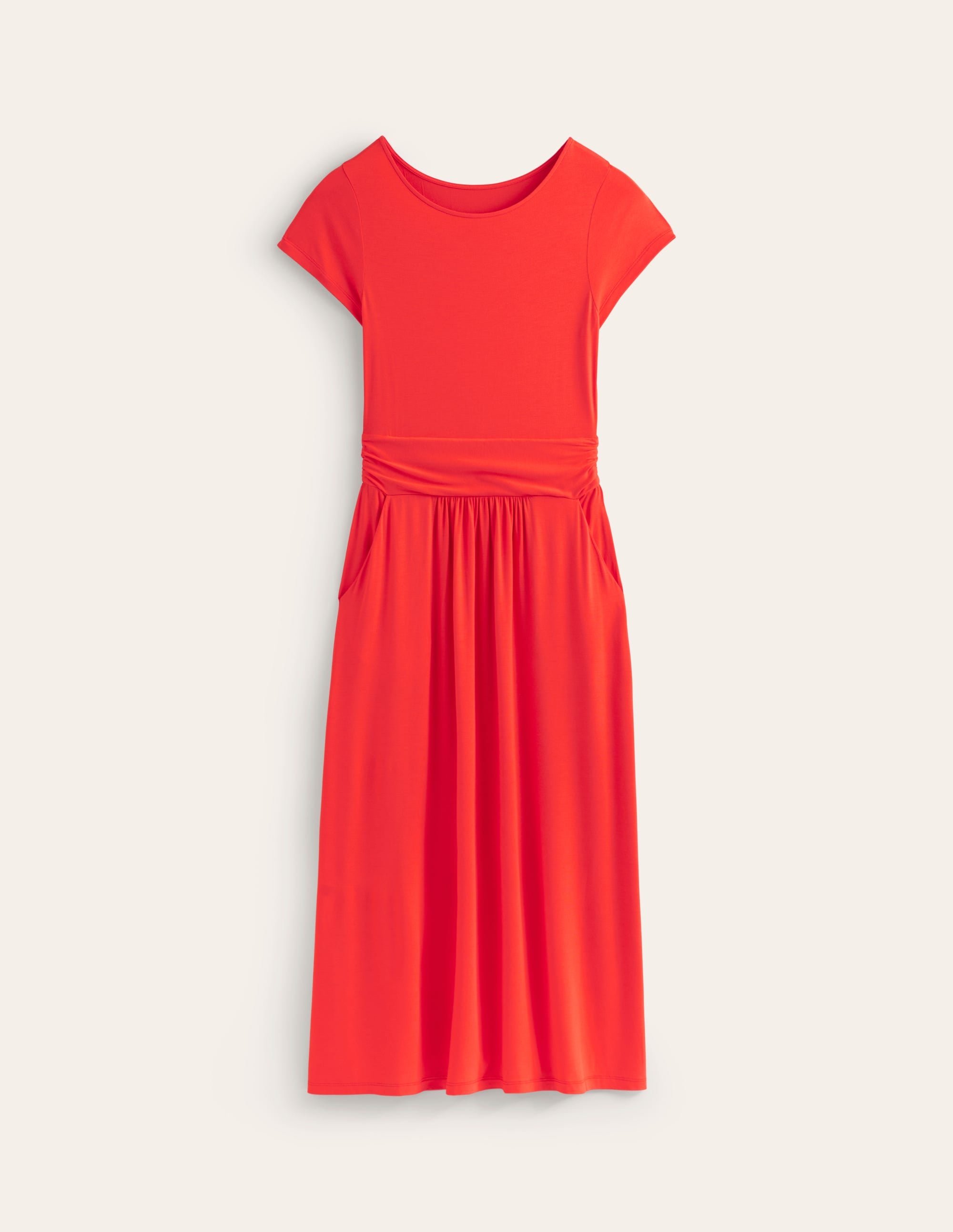 Amelie Floral Jersey Midi Dress - Poppy Red Summer Dress for Women | Perfect for Beach Vacations, Date Nights & Casual Outings