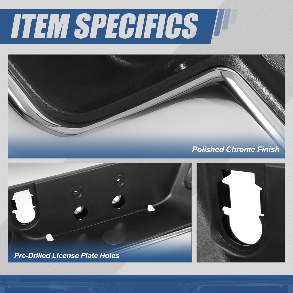 Auto Dynasty Rear Bumper Step Pad for 2009-2019 Dodge Ram 1500 - Chrome Protector Cover with License Plate Lights, Parking Sensor Holes & Dual Exhaust Cutouts (CH1103119) - Perfect for Truck Protection & Off-Road Adventures