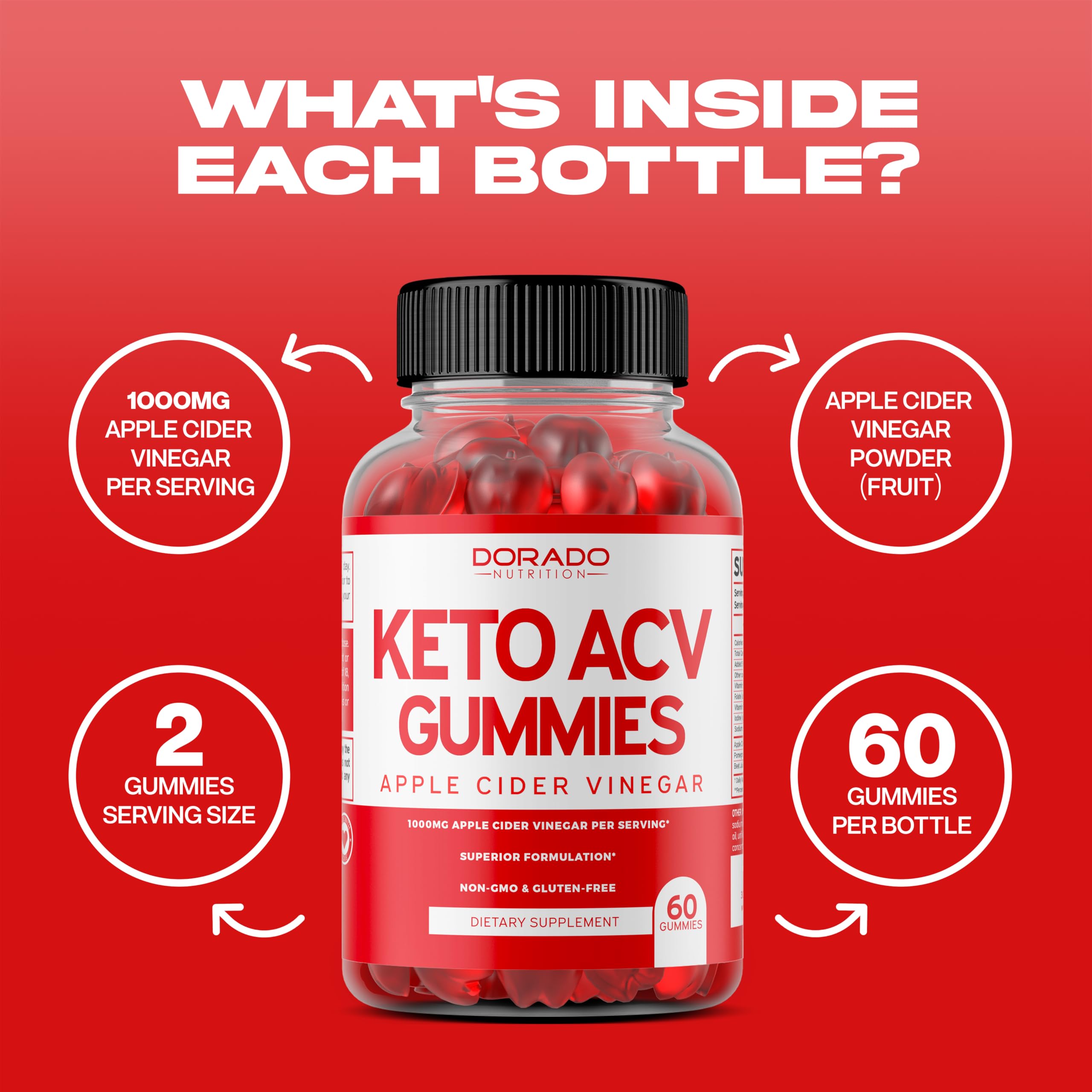 Premium Keto ACV Gummies for Weight Loss - 1000mg Apple Cider Vinegar Keto Supplement - Non-GMO, Vegan, Made in USA (60 Count) - Supports Metabolism & Healthy Digestion for Active Lifestyles