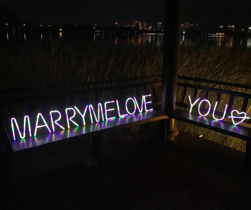 LED Neon Letter Lights - Battery Powered Wall Decor Night Light for Kids Bedroom, Home & Nursery | Dimmable Neon Sign for Birthday Party, Wedding, Nursery Decor & Room Aesthetics