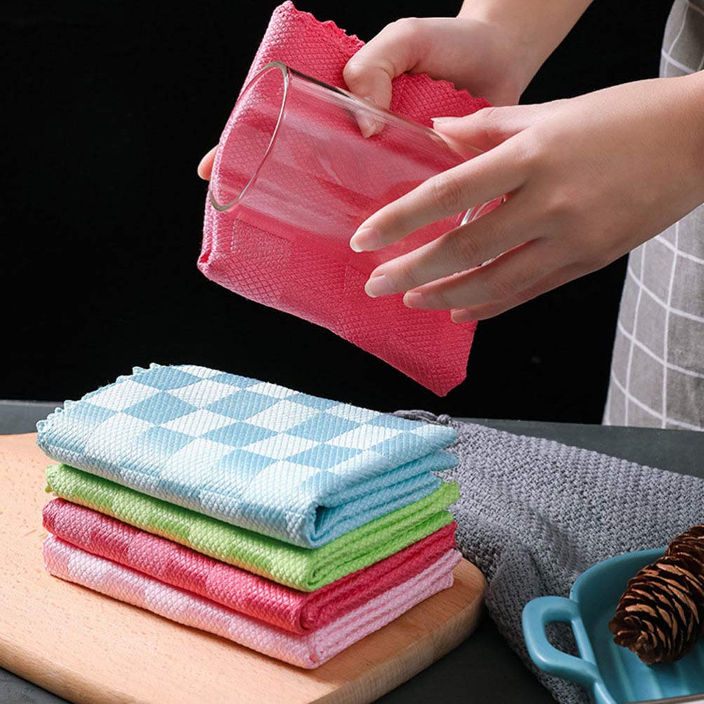Premium 5-Pack Microfiber Cleaning Cloths - Streak-Free Glass Cleaning, Dish Drying & Kitchen Towels | Super Absorbent, Reusable & Lint-Free for Windows, Dishes, Countertops & Dining Tables