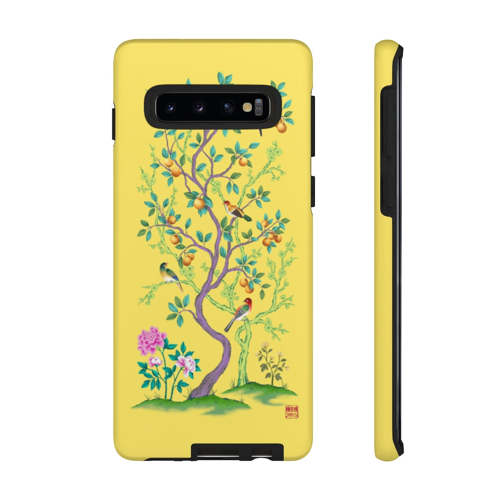 Premium Yellow Mandarin Tree iPhone Case - Durable Protective Cover for iPhone 12/13/14/15 - Trendy Artistic Design for Daily Use & Gifting