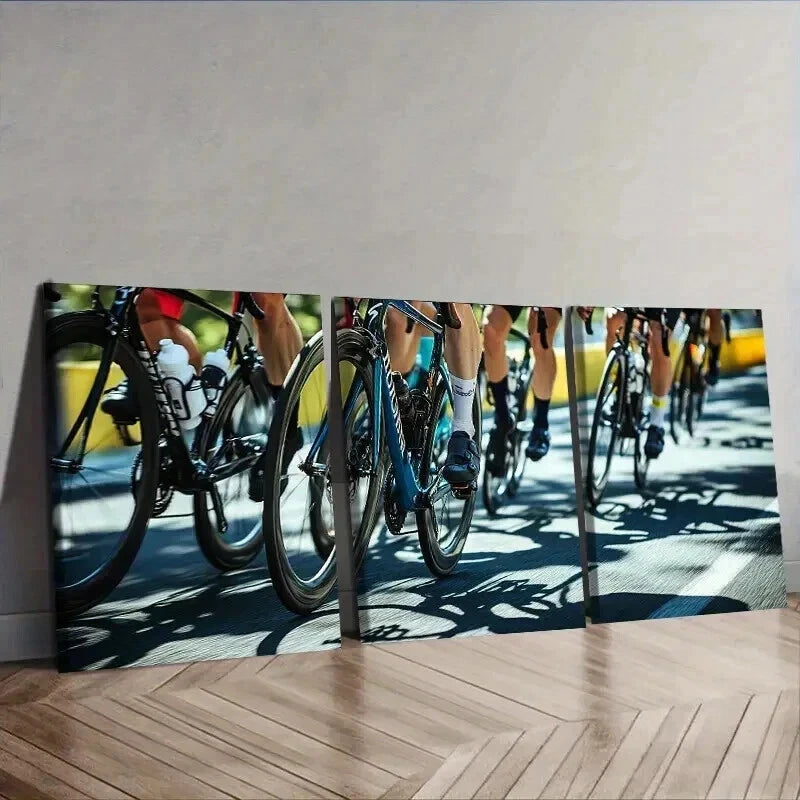 3-Piece Bicycle Race Wall Art Set - Framed Canvas 50x70cm - High Quality Print - 100% Australian Made - Ready to Hang - Perfect for Living Room, Bedroom, or Office Decor