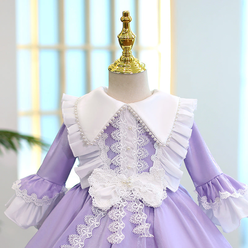 Baby Girl Princess Dress - Lolita Style Doll Collar Lace Puffy Sleeve Party Gown for Birthday, Photo Shoots & Special Occasions