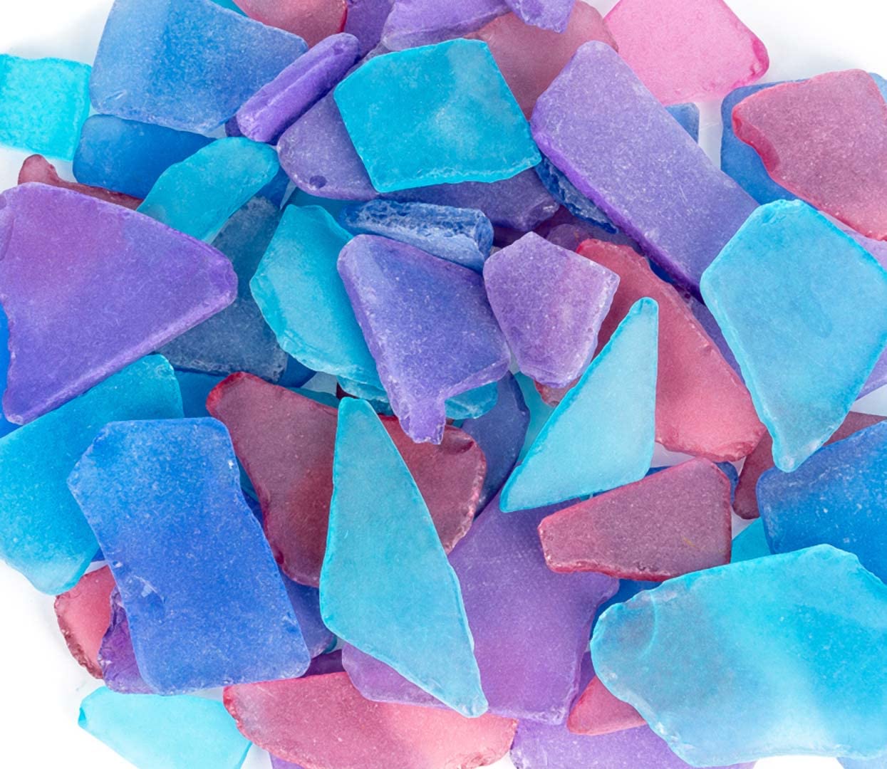 Natural Sea Glass for Crafts - Blue, Red & Purple Beach Glass Décor - 22oz Vase Filler & DIY Crafting Supplies - Perfect for Home Decor, Wedding Centerpieces & Beach-Themed Projects