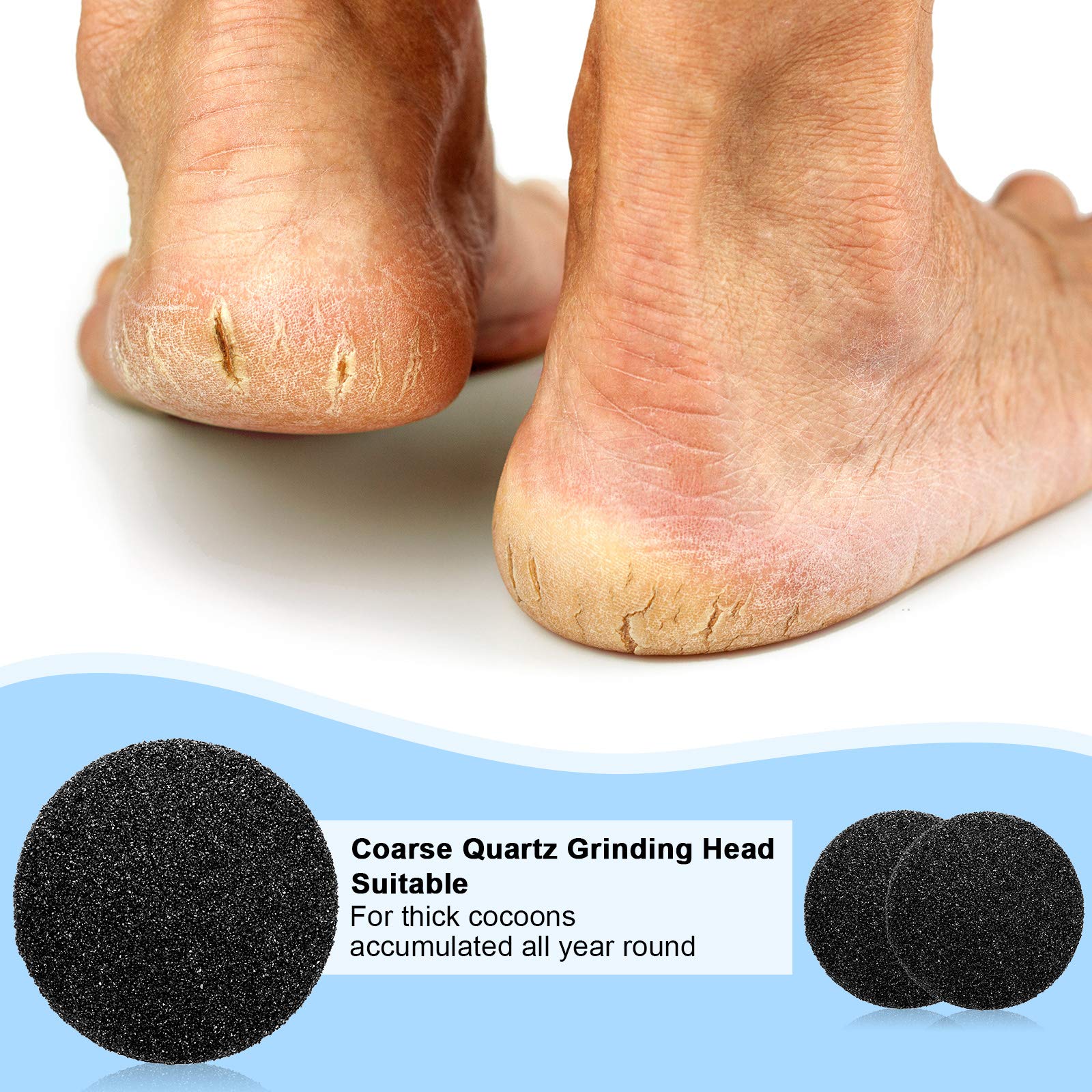 20 Pieces Coarse Replacement Pads for Electric Foot Grinder - Vacuum Adsorption Callus Remover Heads - Hard Skin & Cracked Heels Treatment - Dead Skin Exfoliation (Black) - Perfect for Home Pedicure & Foot Care Routine