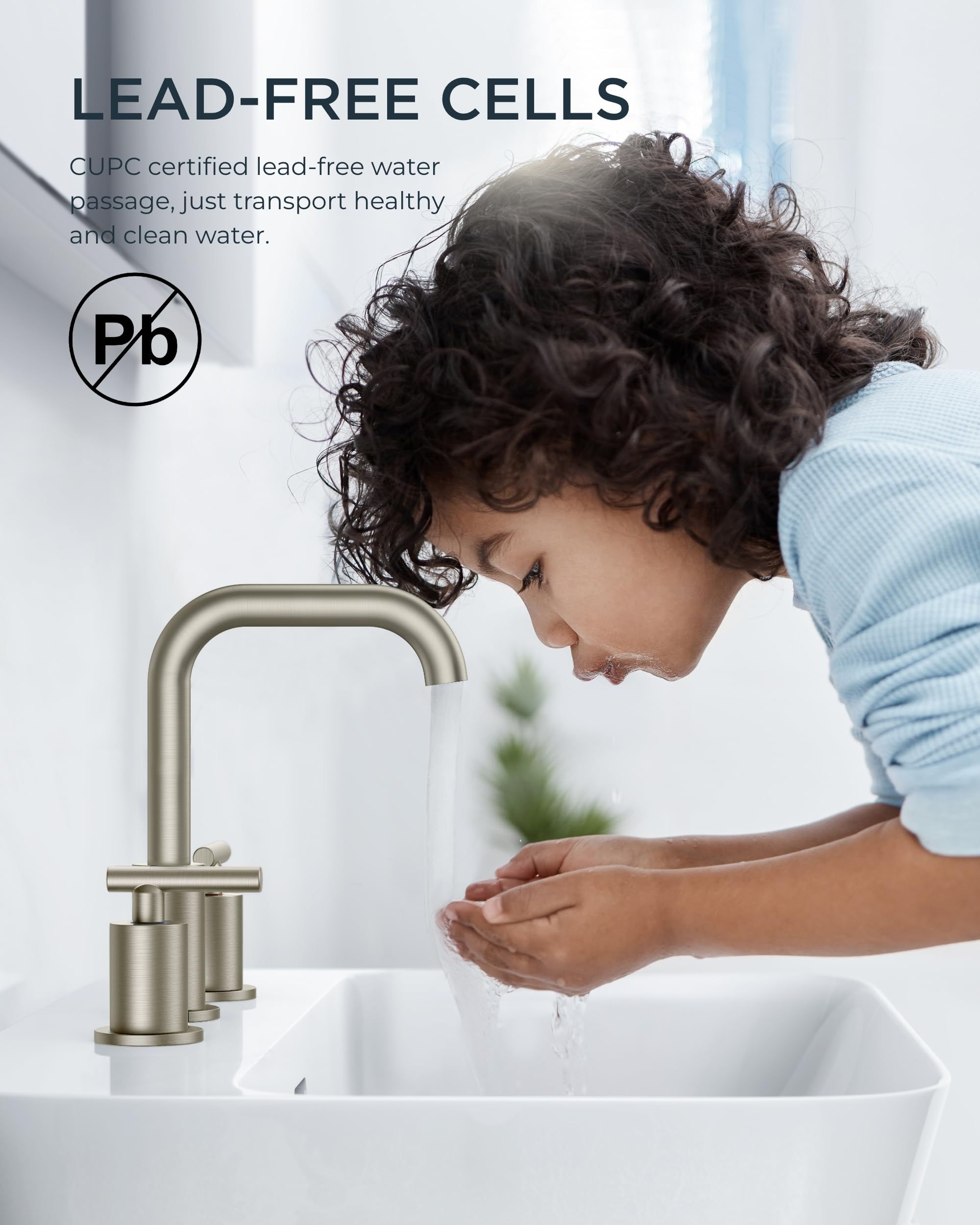 FORIOUS 8 Inch Brushed Nickel Widespread Bathroom Faucet - 2 Handle 360° Swivel Sink Faucet with Pop-Up Drain & Hoses - Perfect for Vanity, Restroom, RV & Lavatory Sinks | Easy Installation & Modern Design for Home & Commercial Use