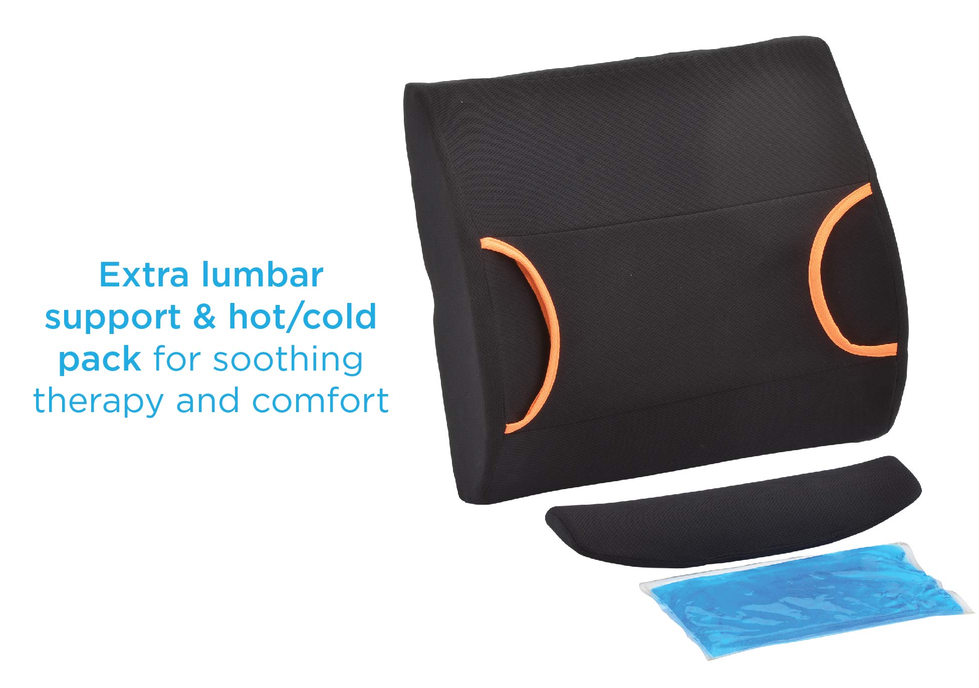 NOVA Lumbar Support Pillow with Hot & Cold Therapy - Ergonomic Back Cushion for Office Chair, Car Seat & Home Use - Includes Extra Lumbar Insert & Washable Cover - Black - Pain Relief for Sciatica & Lower Back Support