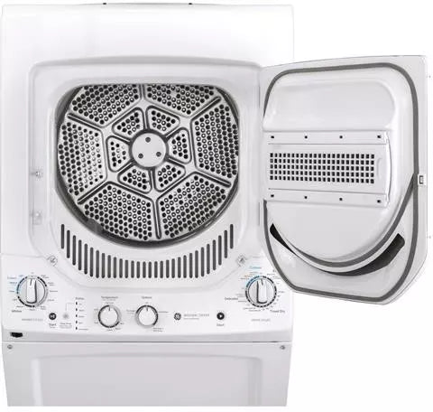 GE GUD24ESSMWW 24-Inch Unitized Spacemaker Stacked Electric Washer and Dryer Combo in White - Perfect for Small Apartments, Laundry Rooms & Space-Saving Homes