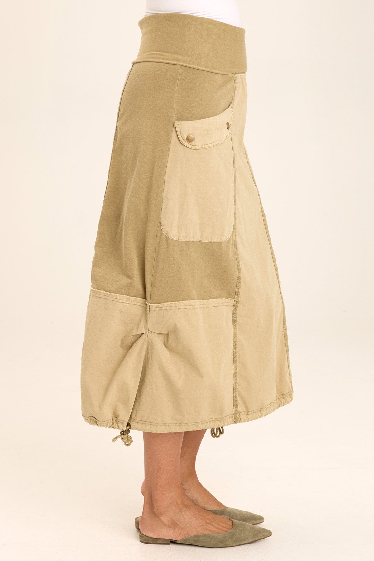 Marconi Cargo Cinch Bubble Hem Midi Skirt for Women - Stylish Casual & Streetwear Outfits - Perfect for Daily Wear, Travel & Outdoor Activities