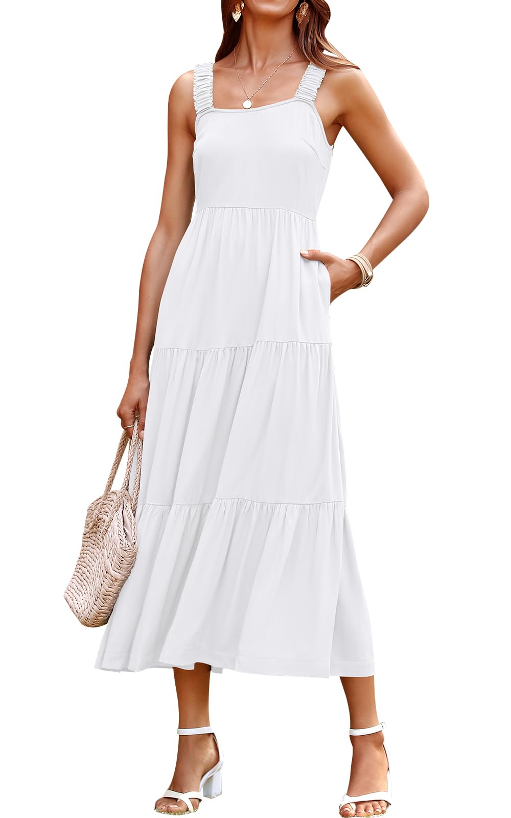PRETTYGARDEN Women's 2025 Summer Casual Backless Maxi Dress - Flowy Tank Sun Dress for Beach Vacation, Party & Outdoor Activities