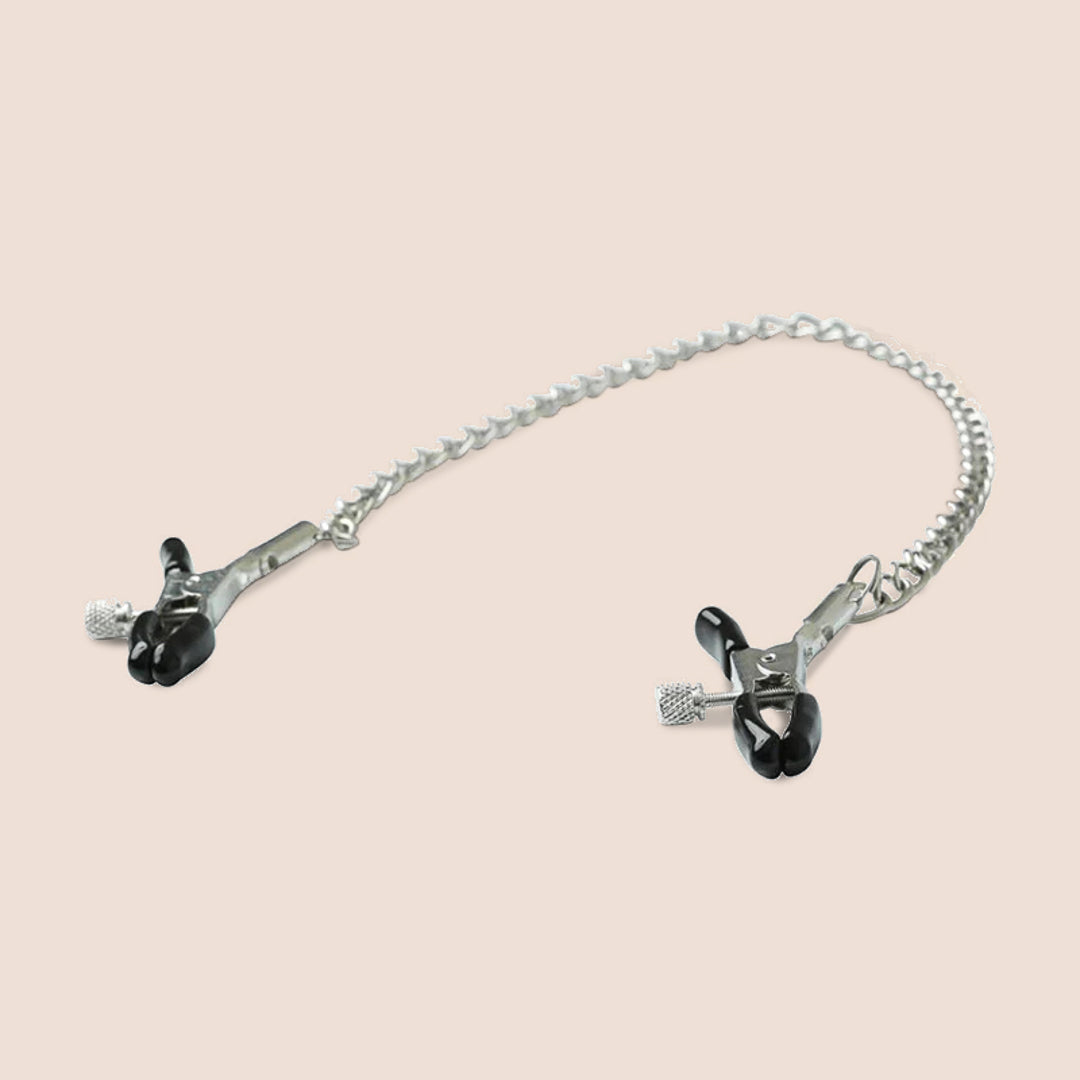 Sex & Mischief Adjustable Chained Nipple Clamps with Thumb Screw Control - Perfect for BDSM, Sensation Play & Couples Bonding