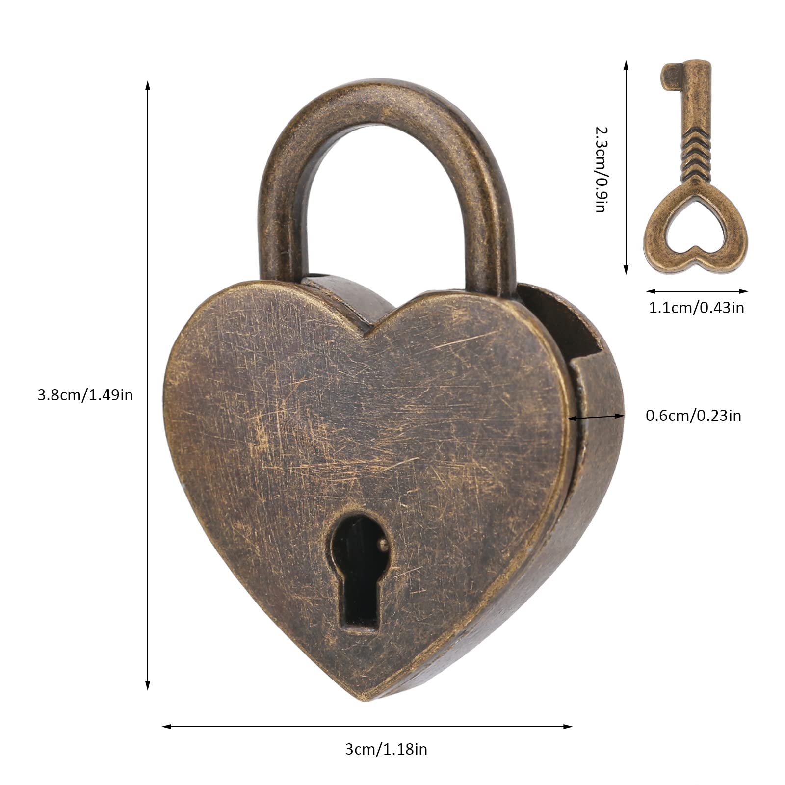 VeYocilk 2 PCS Mini Bronze Heart Shaped Padlocks with Keys - Small Cute Heart Locks for Jewelry Box, Diary, Handbag, Makeup Bag - Perfect for Valentine's Gifts, Love Notes & Romantic Keepsakes