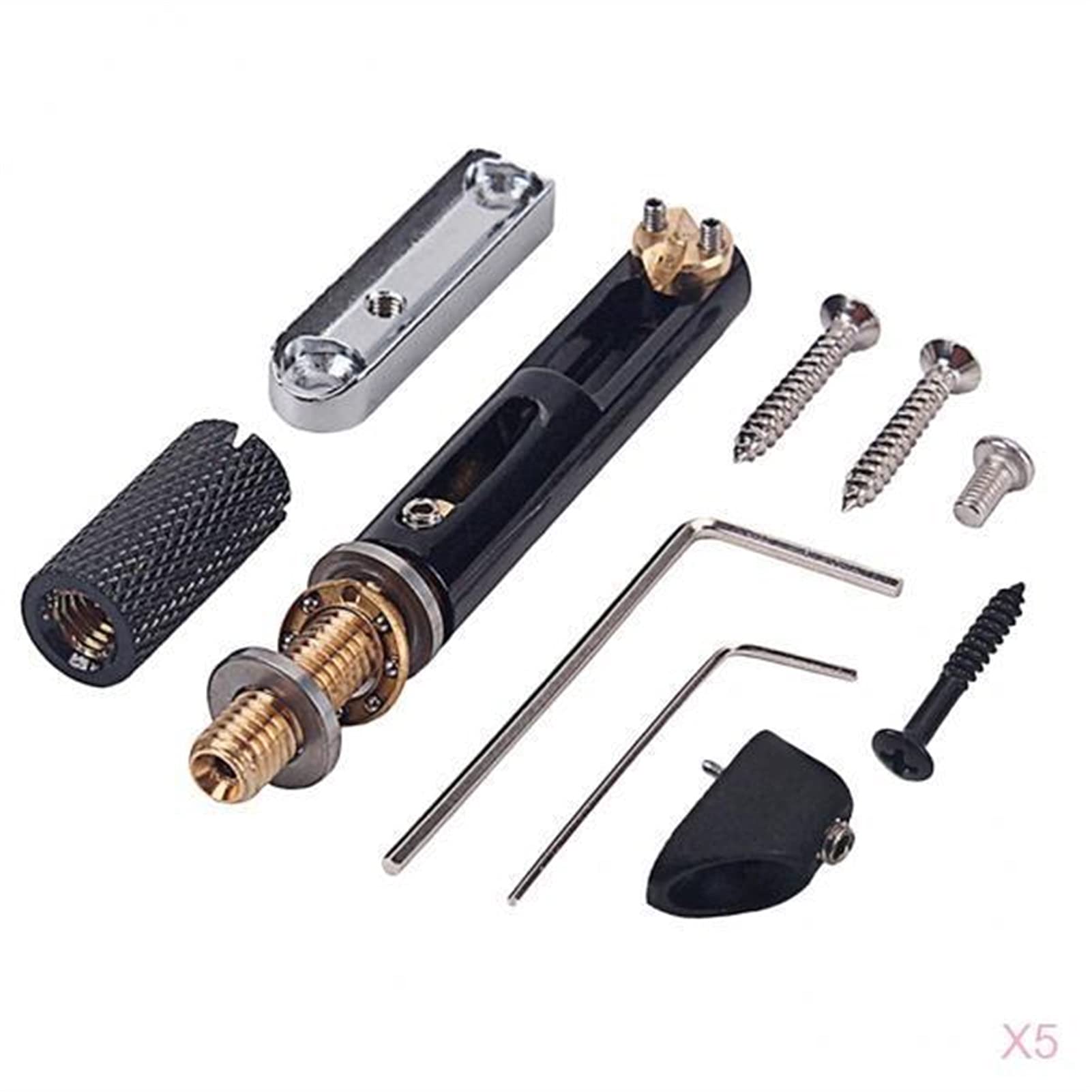 5 Sets 5-String Bass Guitar Bridge System - Precision Headless Replacement Parts for DIY Guitar Repair & Upgrade | Perfect for Bass Guitar Maintenance & Custom Builds