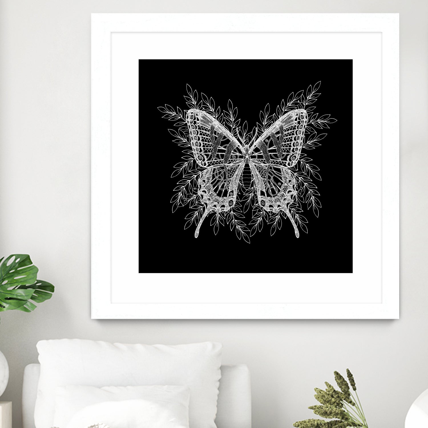 Black and White Butterfly Design Wall Art - Elegant Home Decor for Living Room, Bedroom & Office - Perfect for Gifts and Interior Styling