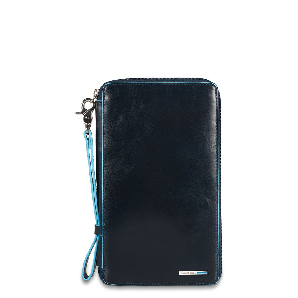 Piquadro RFID Blocking Travel Document Holder with Credit Card Slots & Pen Loop - Dark Blue Passport Wallet for Men & Women - Perfect for Airplane, Business Trips & International Travel