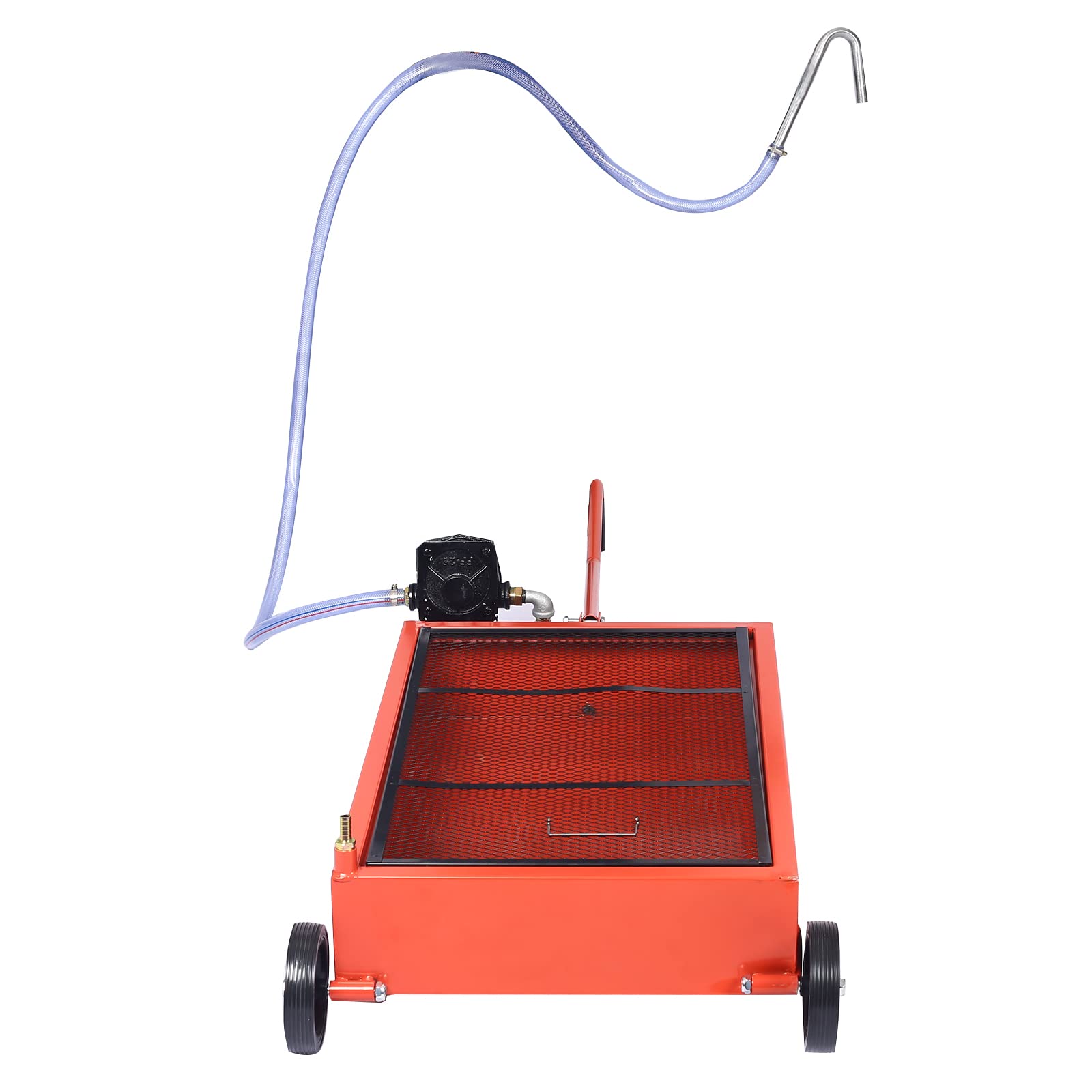 17 Gallon Oil Drain Pan with Electric Pump - Portable Low Profile Oil Change Tank for Cars, SUVs & Trucks - Large Capacity Oil Drain Pan with Hose & Swivel Caster Wheels - Perfect for DIY Auto Maintenance & Professional Garage Use (Red)