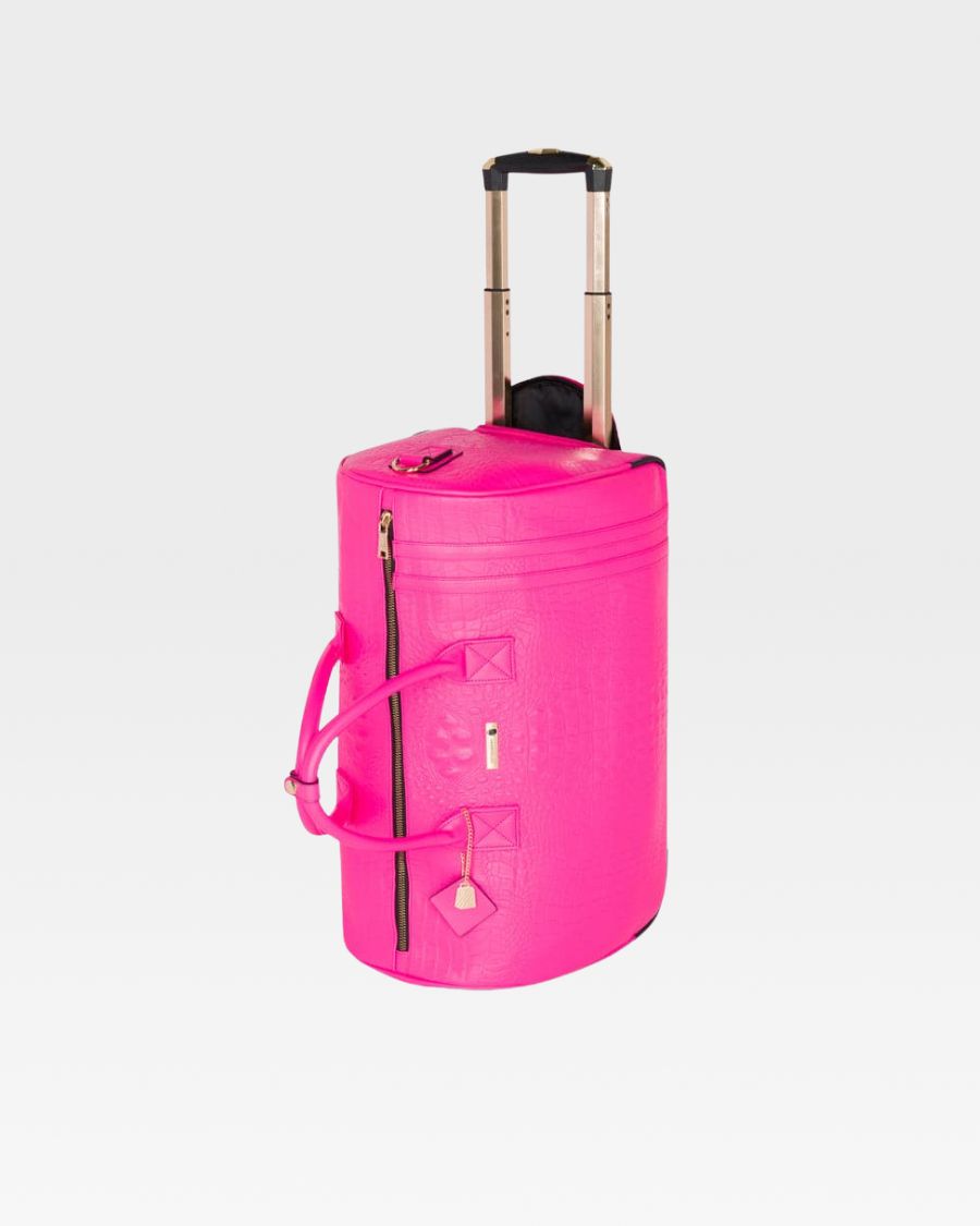 **Apollo 2-in-1 Backpack & Rolling Duffle Bag Set - Neon Pink | Lightweight Travel Luggage for Gym, School & Weekend Trips**