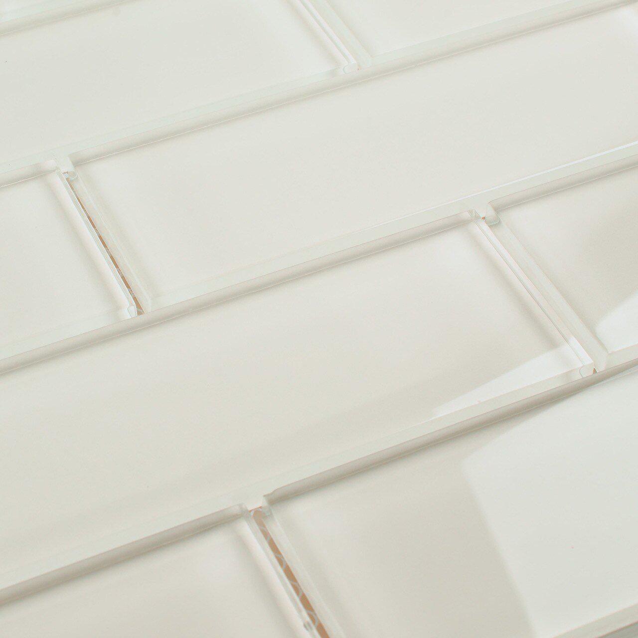 Creamy White 2x6 Glass Subway Tile - Perfect for Kitchen Backsplash, Bathroom Walls & Modern Home Decor