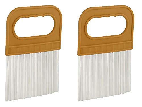 Stainless Steel Vegetable Wavy Cutter - 2 Pack Potato Chopper & Cheese Slicer - Perfect for Cucumber, Carrot & Potato Cutting - Ideal for Salad Prep, Charcuterie Boards & Party Snacks
